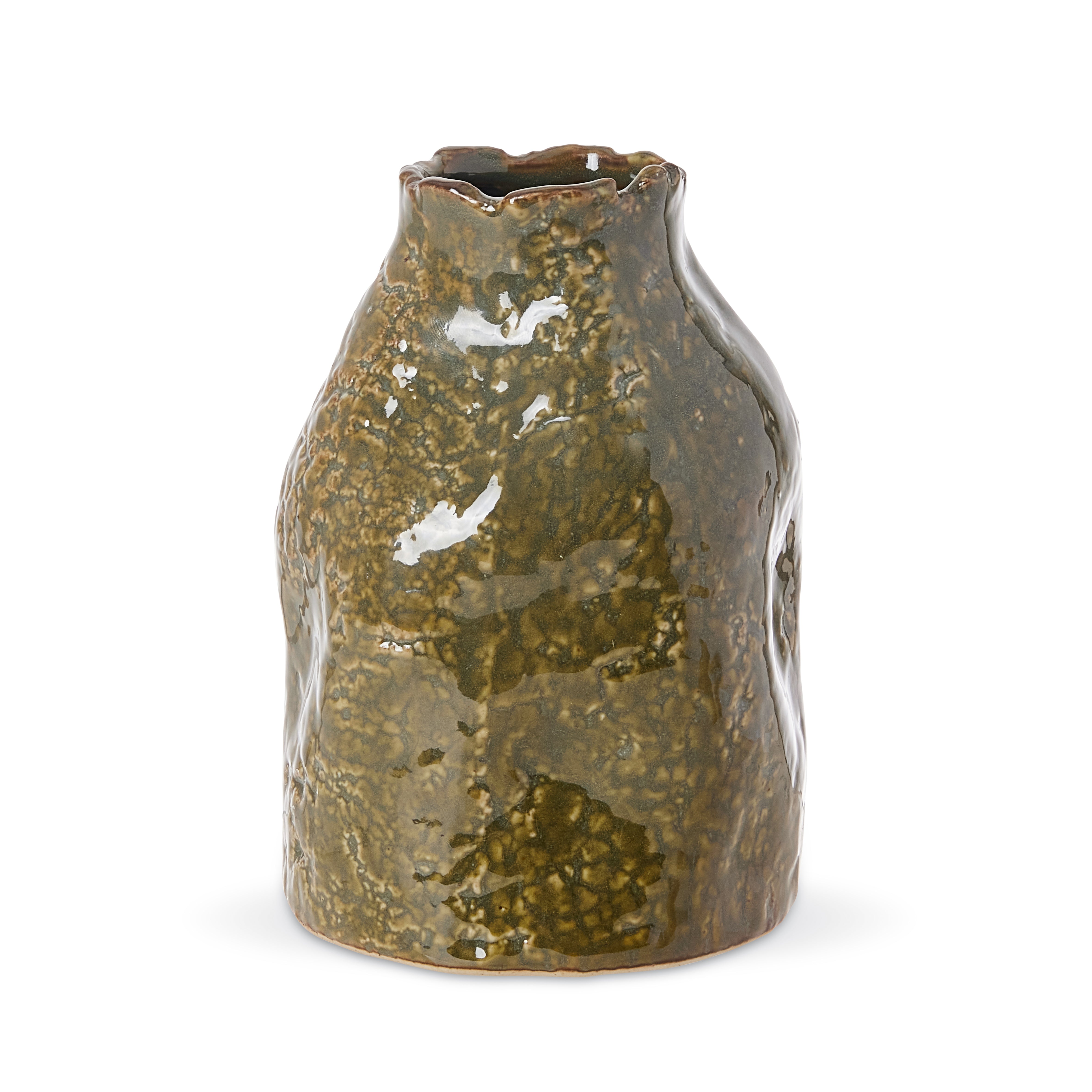 Chloe Olive Small Vase-Pots, Planters & Vases-Madras Link-The Bay Room