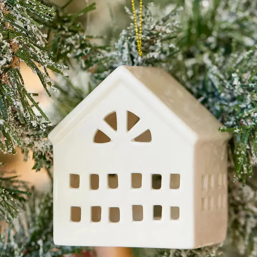 Christmas House White Tree Decoration 8x6.2x9.3cm-Christmas-Madras Link-The Bay Room