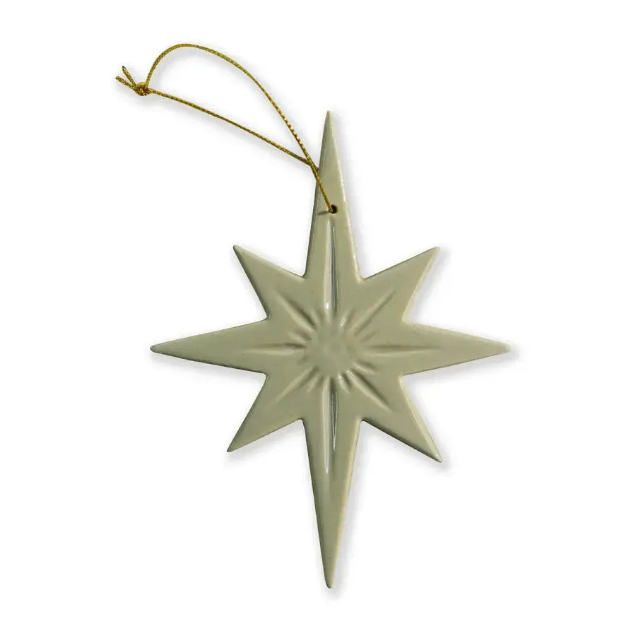 Christmas Star Sage Speckle Hanging Decoration 10x13.2x0.6cm-Christmas-Madras Link-The Bay Room