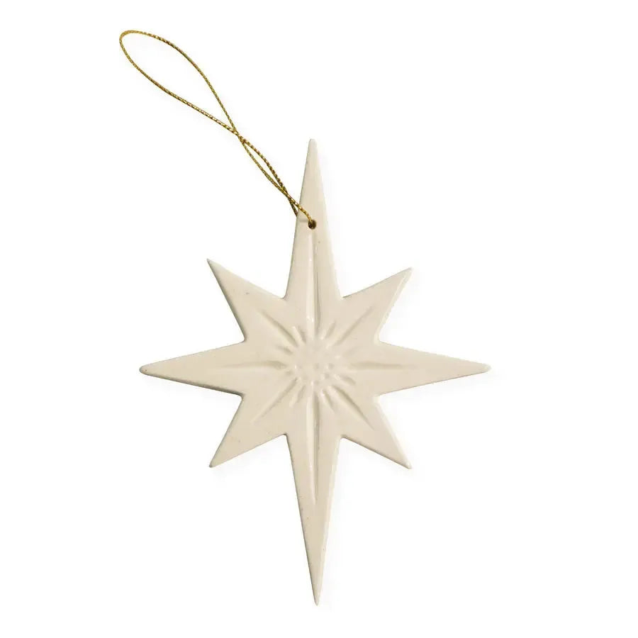 Christmas Star White Hanging Decoration 10x13.2x0.6cm-Christmas-Madras Link-The Bay Room