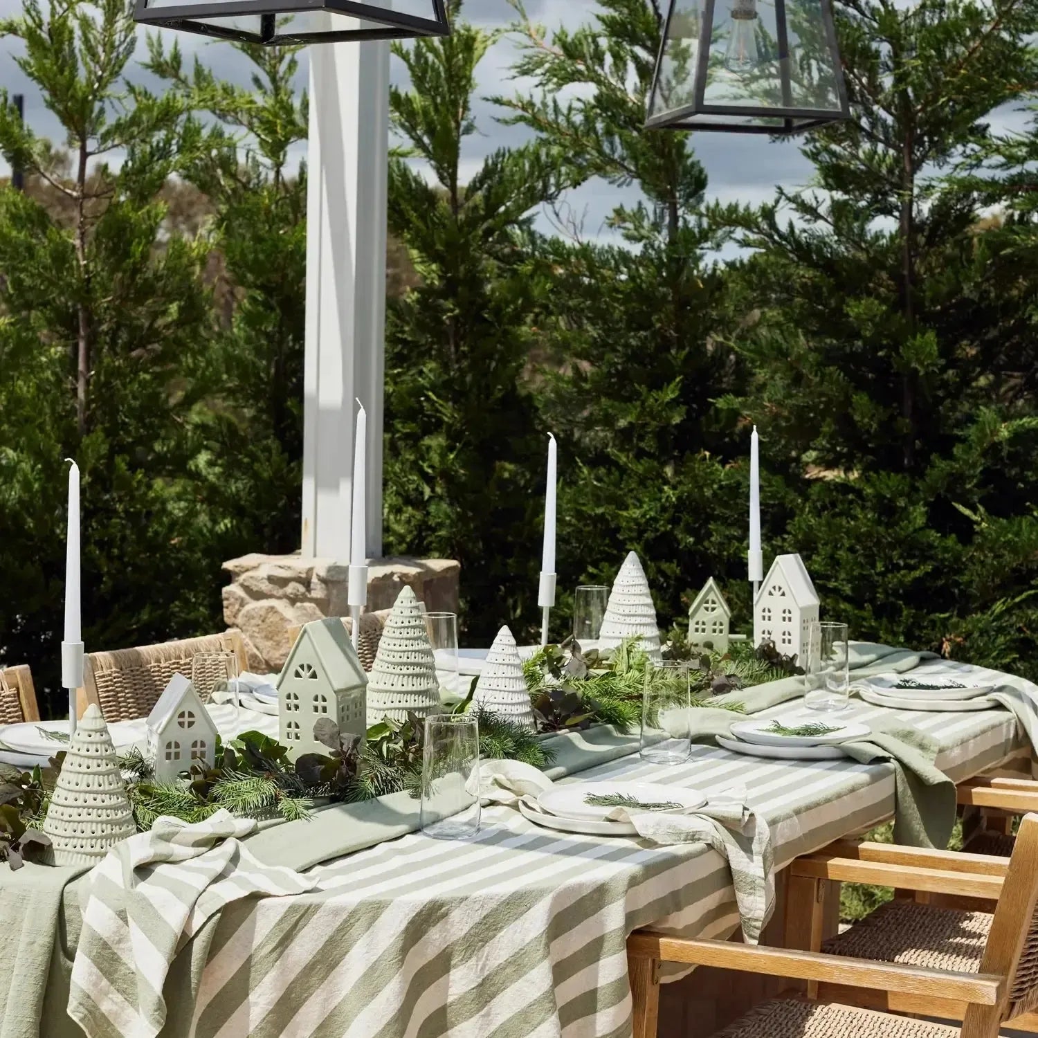 Christmas Tree Sage Speckle Table Decoration 15x25cm-Christmas-Madras Link-The Bay Room