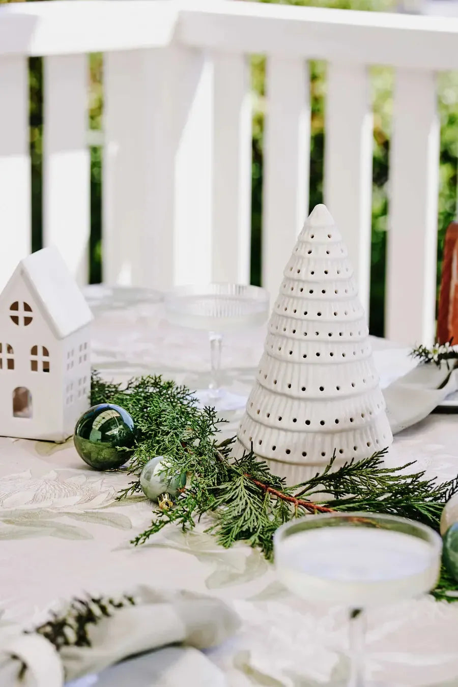 Christmas Tree White Table Decoration 15x25cm-Christmas-Madras Link-The Bay Room