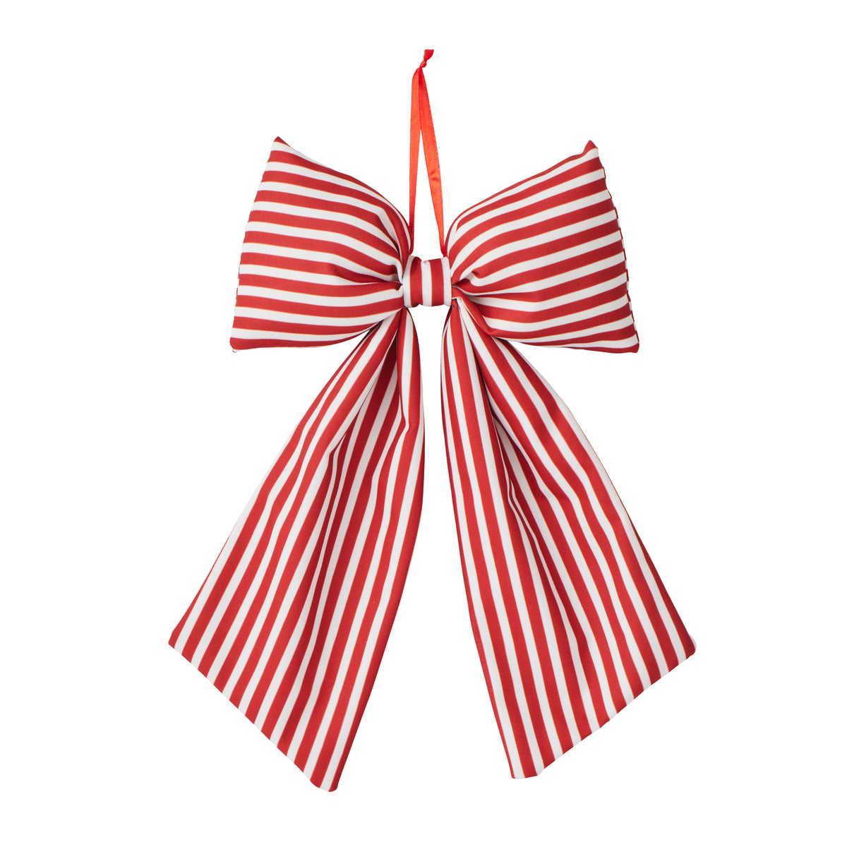 Classic Pinstripe Bow Ornament Cotton 30cm Red-Christmas-Coast To Coast Home-The Bay Room