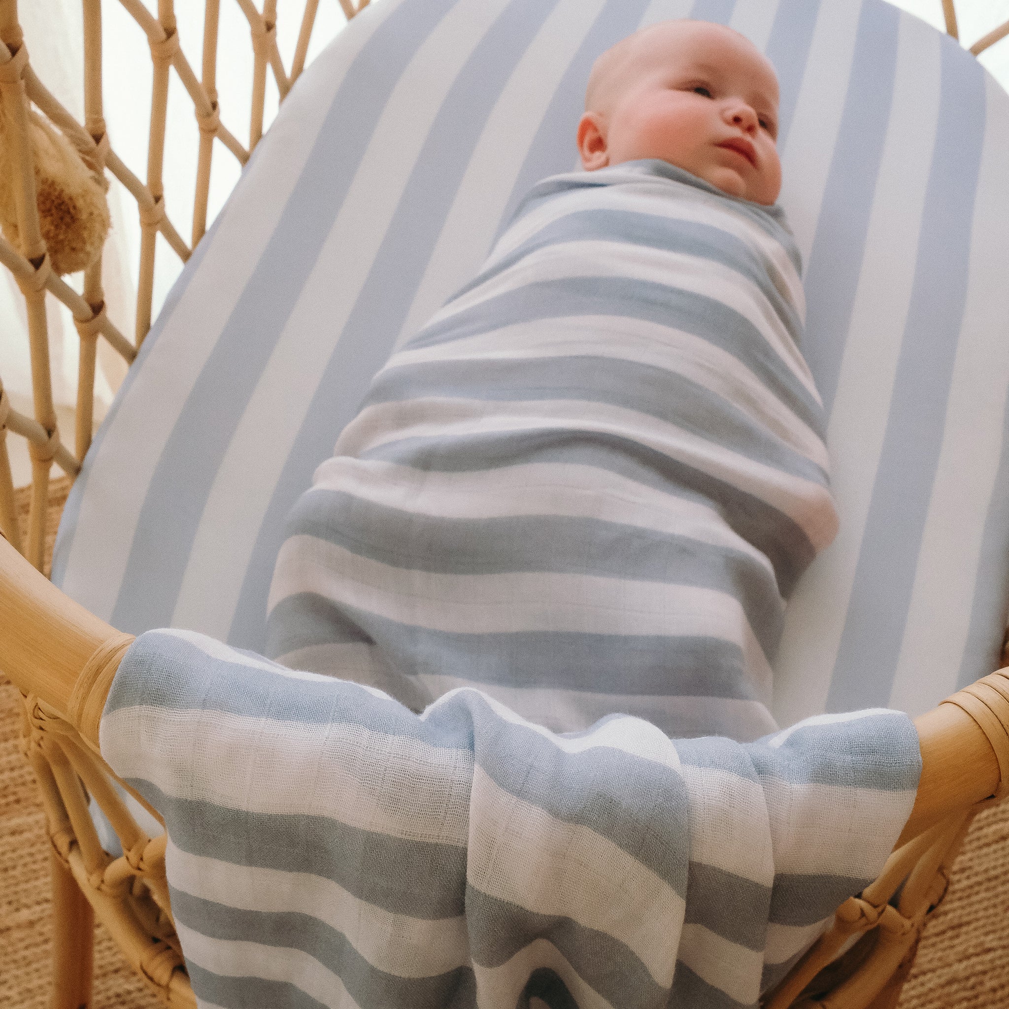 Cloud Stripe Organic Fitted Bassinet Sheet/Change Pad Cover-Nursery & Nurture-Fox & Fallow-The Bay Room