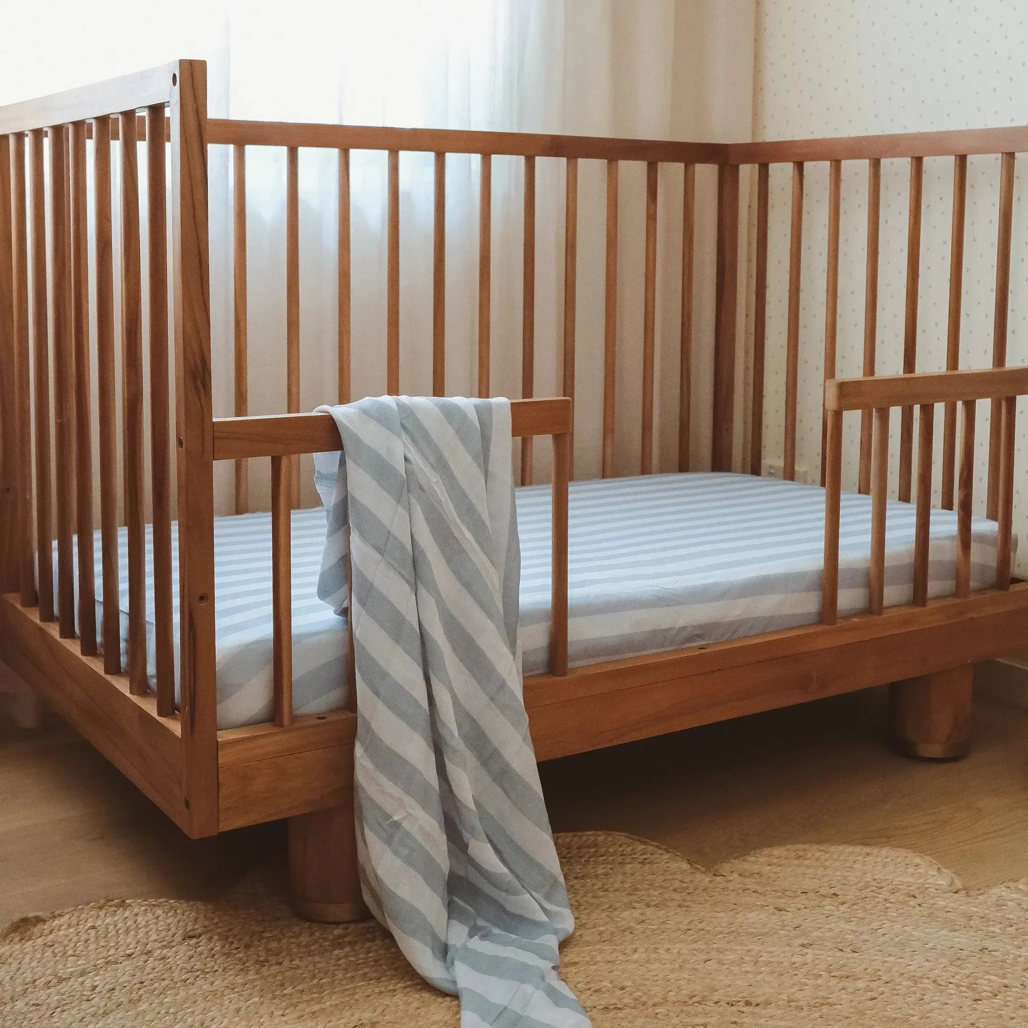 Cloud Stripe Organic Fitted Cot Sheet-Nursery & Nurture-Fox & Fallow-The Bay Room