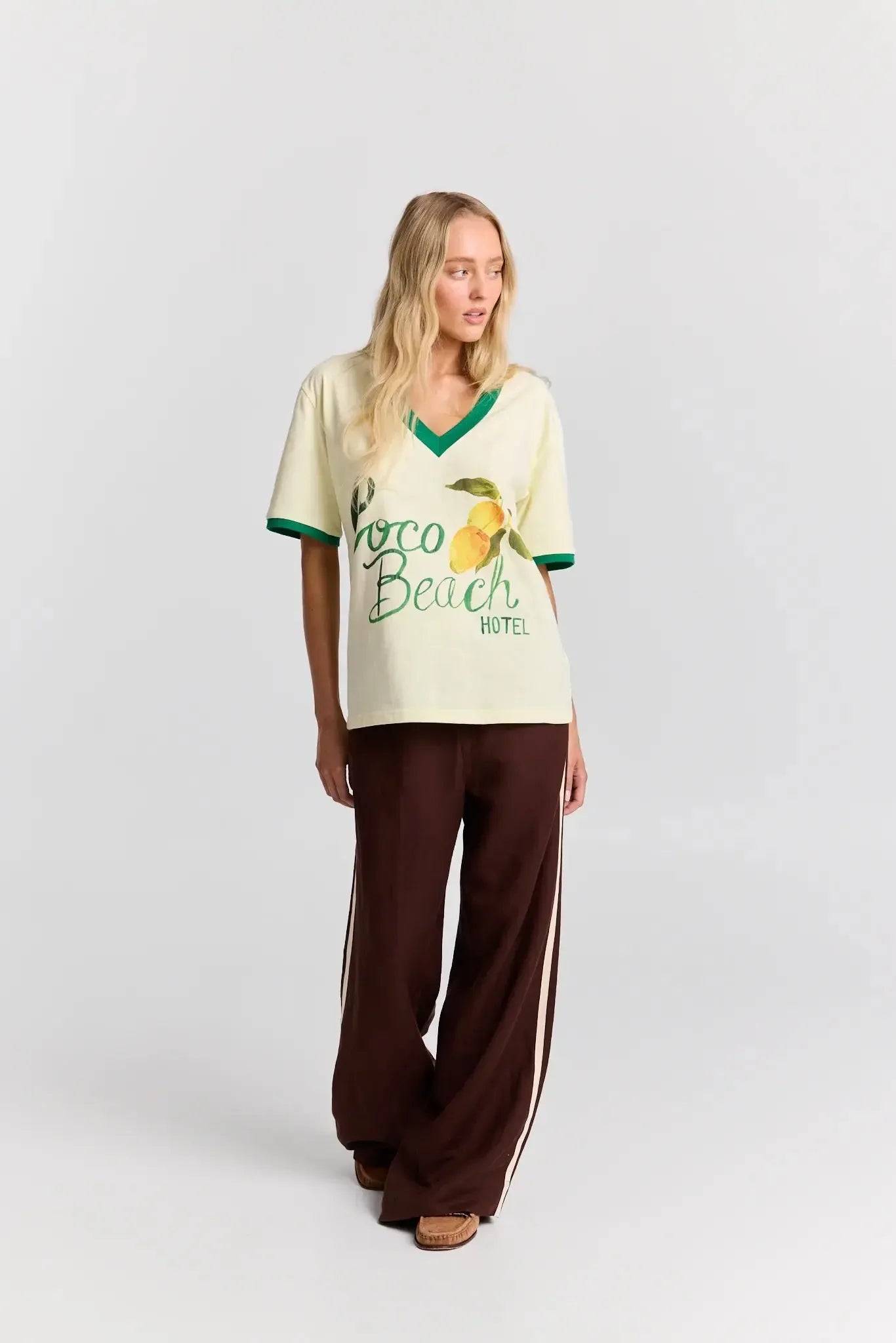 Coco Beach Hotel V-Neck Tee-Tops-Maku The Label-The Bay Room