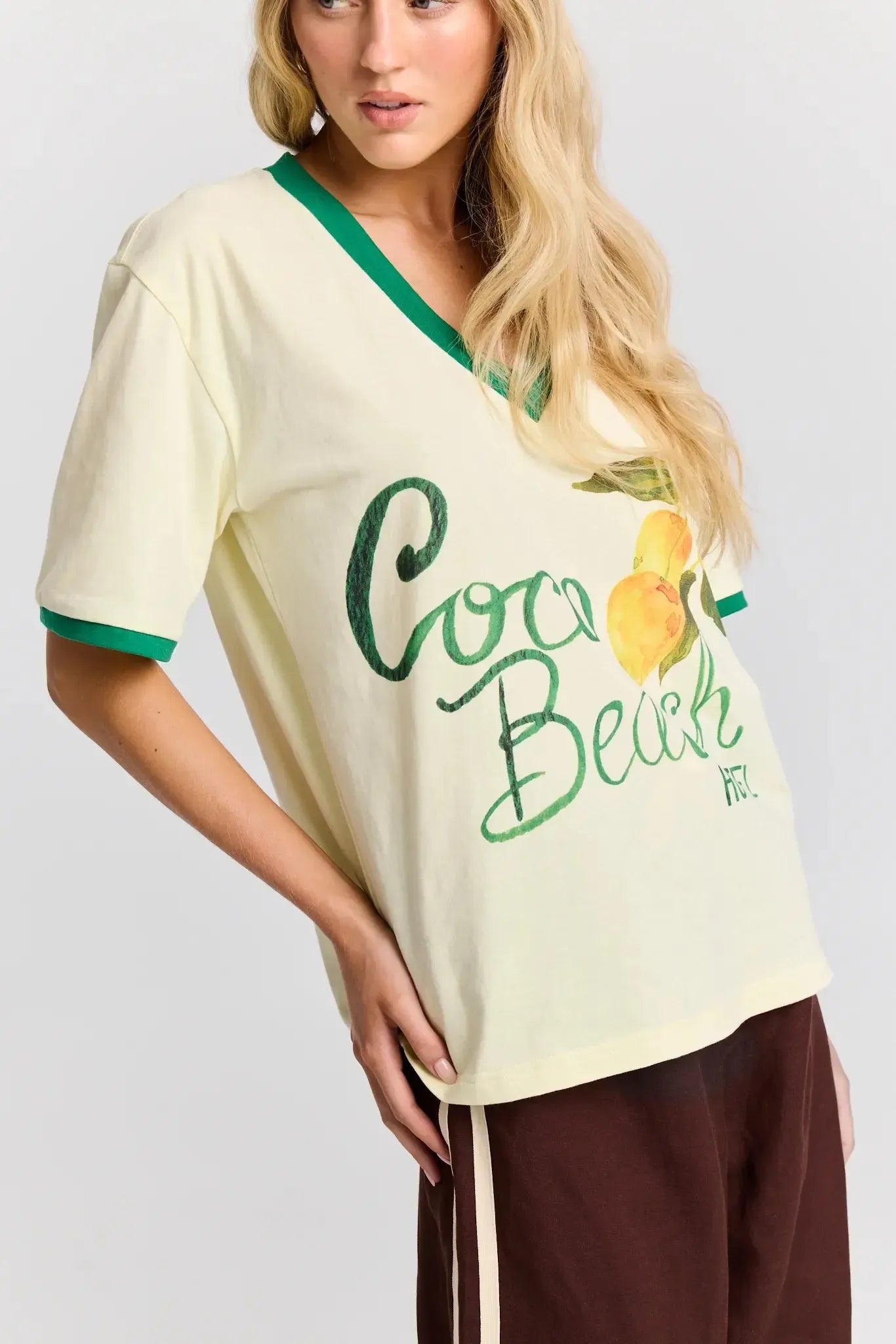 Coco Beach Hotel V-Neck Tee-Tops-Maku The Label-The Bay Room