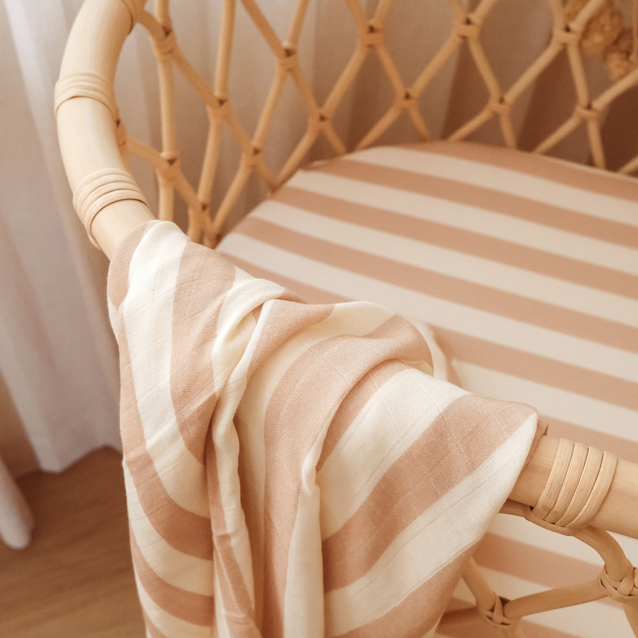Coffee Stripe Organic Fitted Bassinet Sheet/Change Pad Cover-Nursery & Nurture-Fox & Fallow-The Bay Room