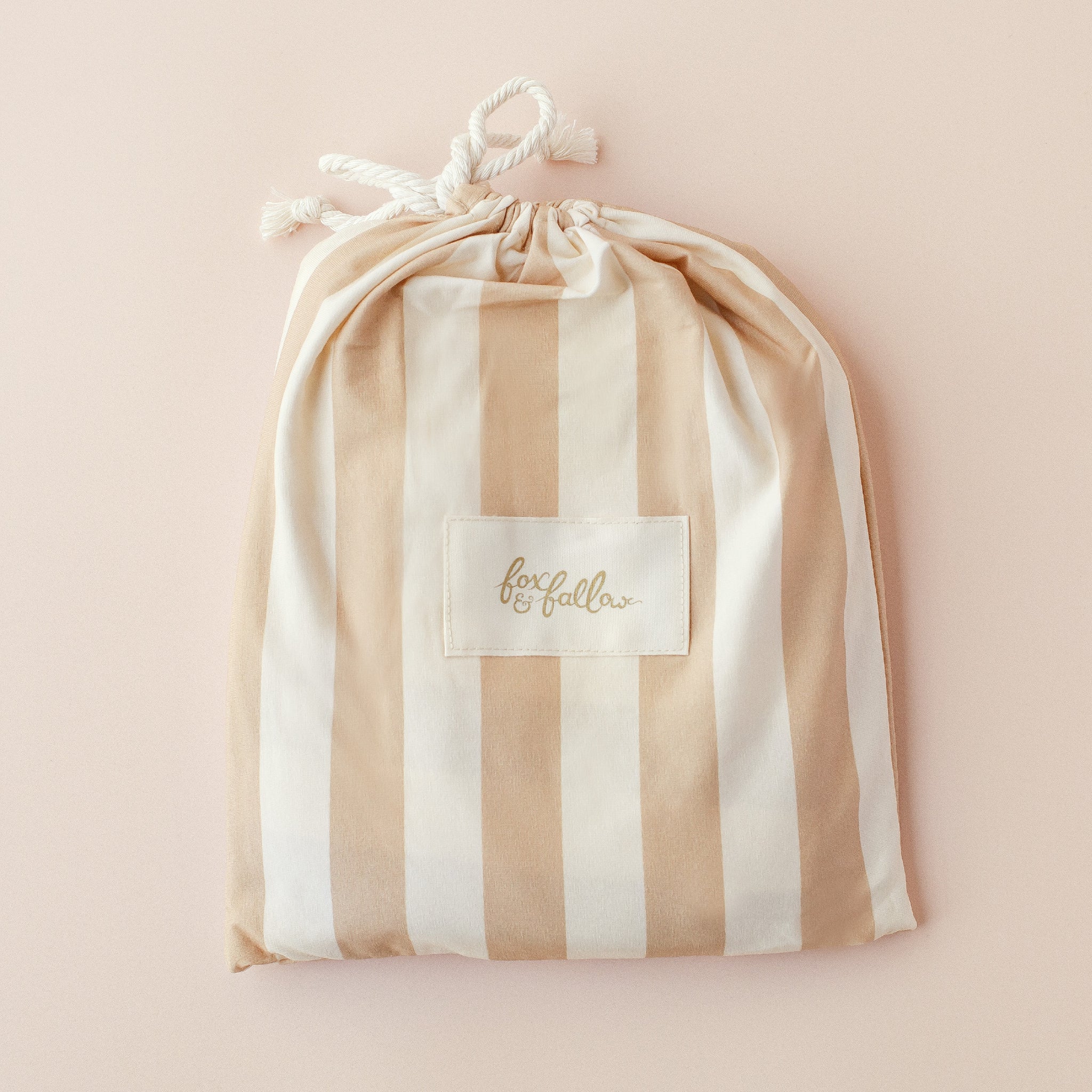 Coffee Stripe Organic Fitted Cot Sheet-Nursery & Nurture-Fox & Fallow-The Bay Room
