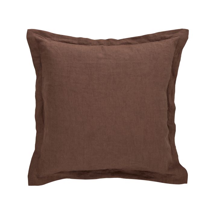 Cove Linen Cushion 50x50x10cm Chocolate-Soft Furnishings-Amalfi-The Bay Room