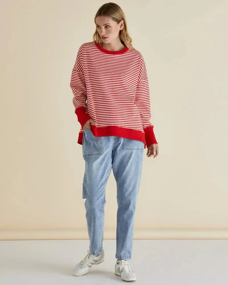 Cove Sweat - Red Stripe-Knitwear & Jumpers-Betty Basics-The Bay Room