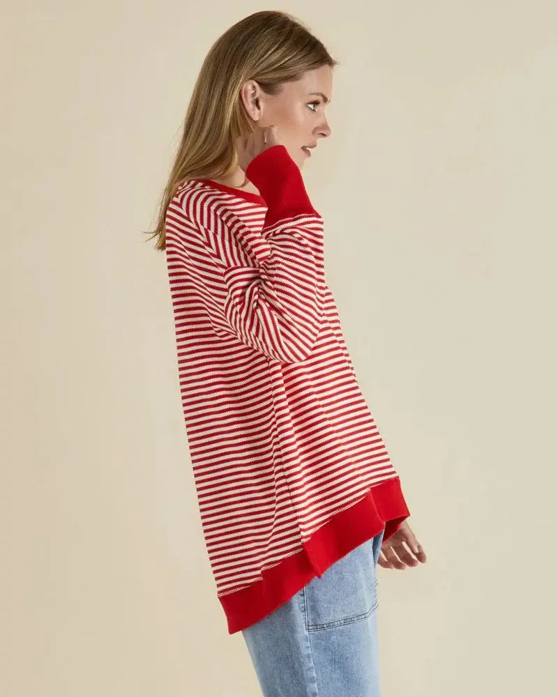 Cove Sweat - Red Stripe-Knitwear & Jumpers-Betty Basics-The Bay Room