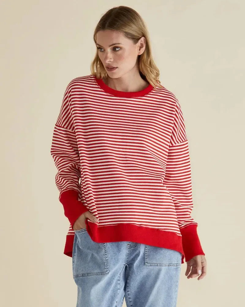 Cove Sweat - Red Stripe-Knitwear & Jumpers-Betty Basics-The Bay Room