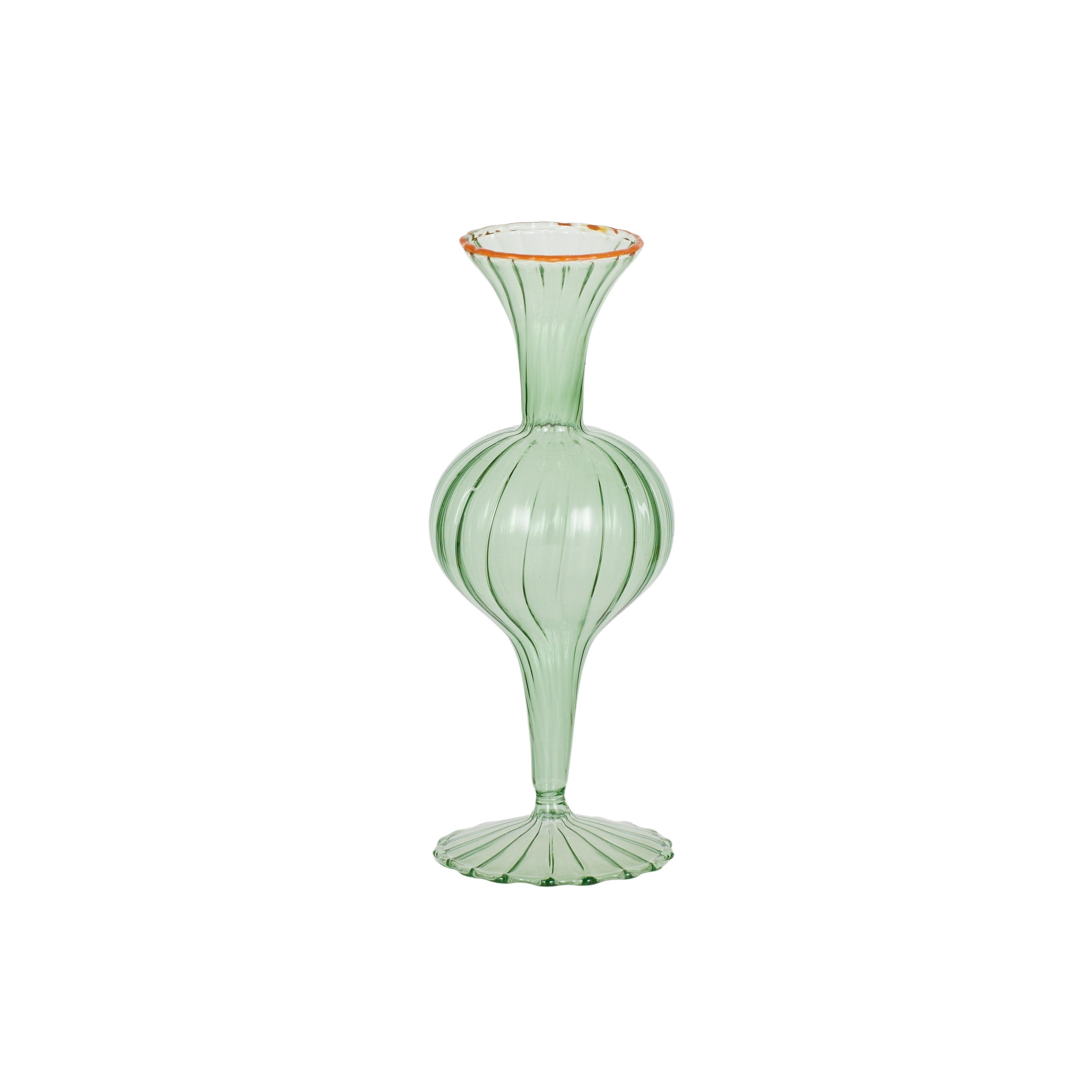 Daisy Glass Vase 7.5x19cm Green/Amber-Pots, Planters & Vases-Coast To Coast Home-The Bay Room
