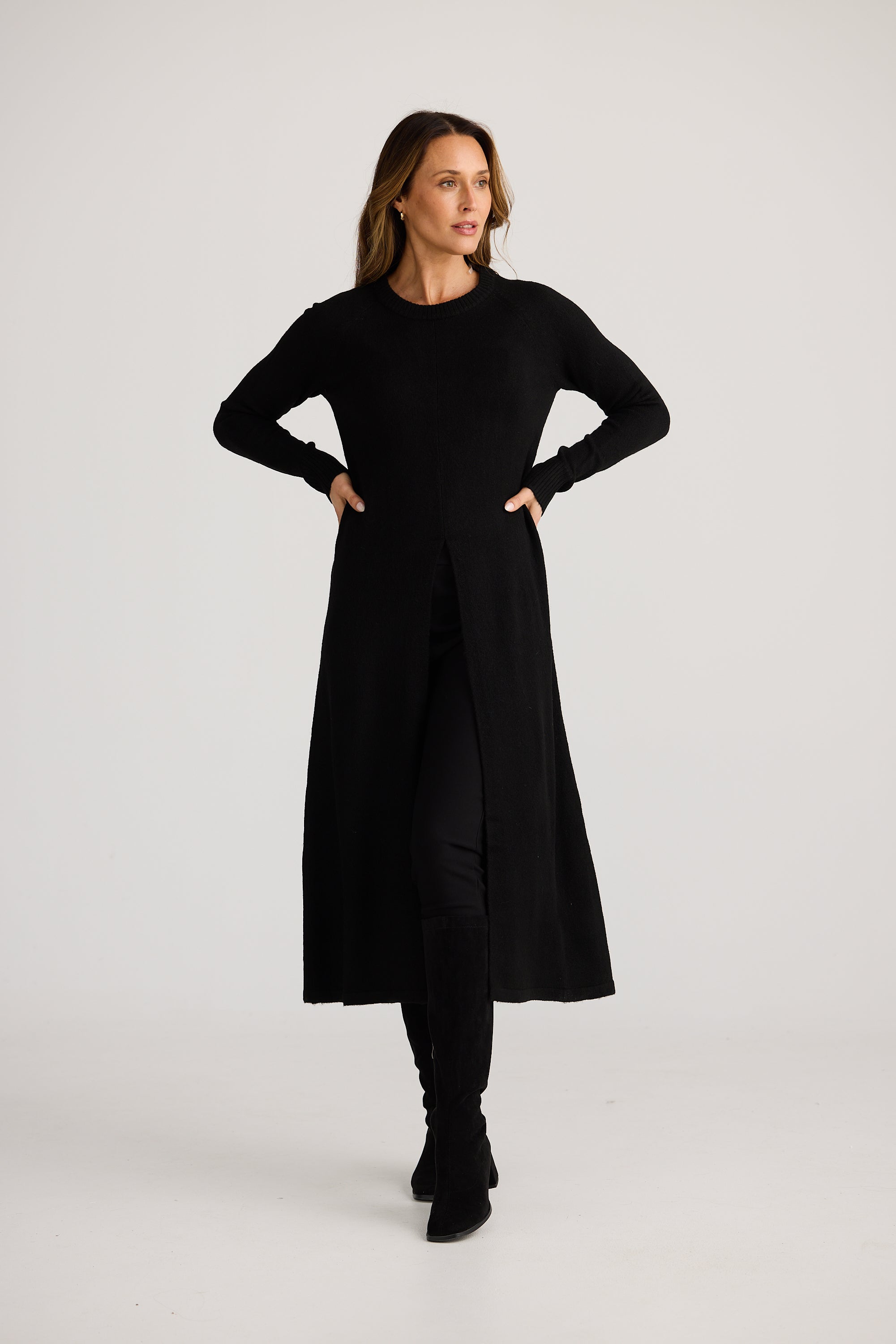 Dandelion Long Knit Top - Black-Tops-Brave & True-The Bay Room