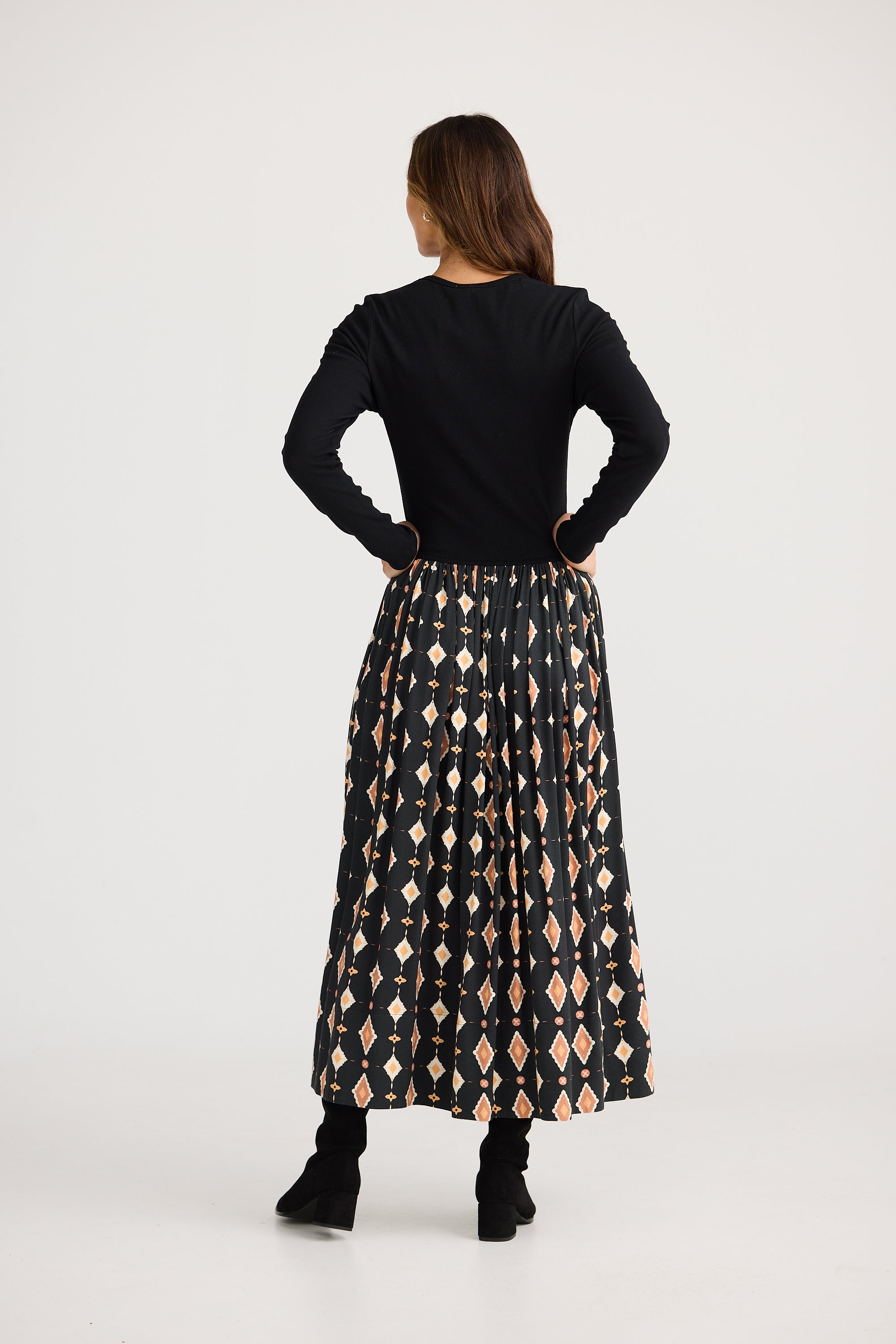 Daphne Long Sleeve Dress - Casablanca Tile-Dresses-Brave & True-The Bay Room