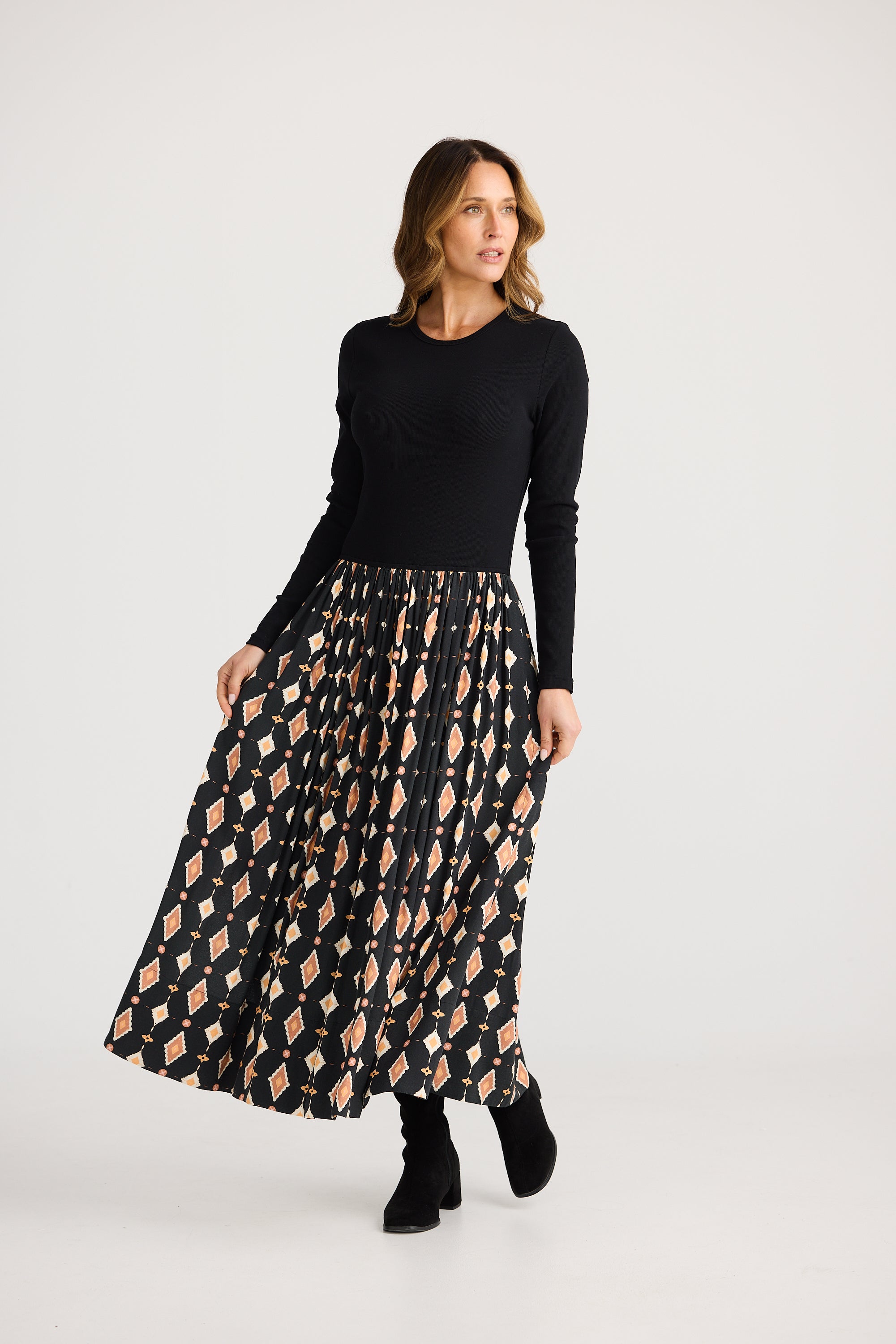 Daphne Long Sleeve Dress - Casablanca Tile-Dresses-Brave & True-The Bay Room