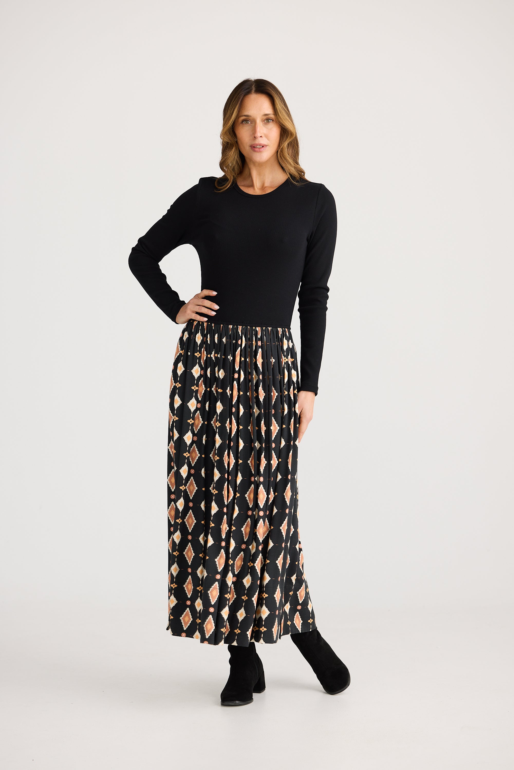 Daphne Long Sleeve Dress - Casablanca Tile-Dresses-Brave & True-The Bay Room