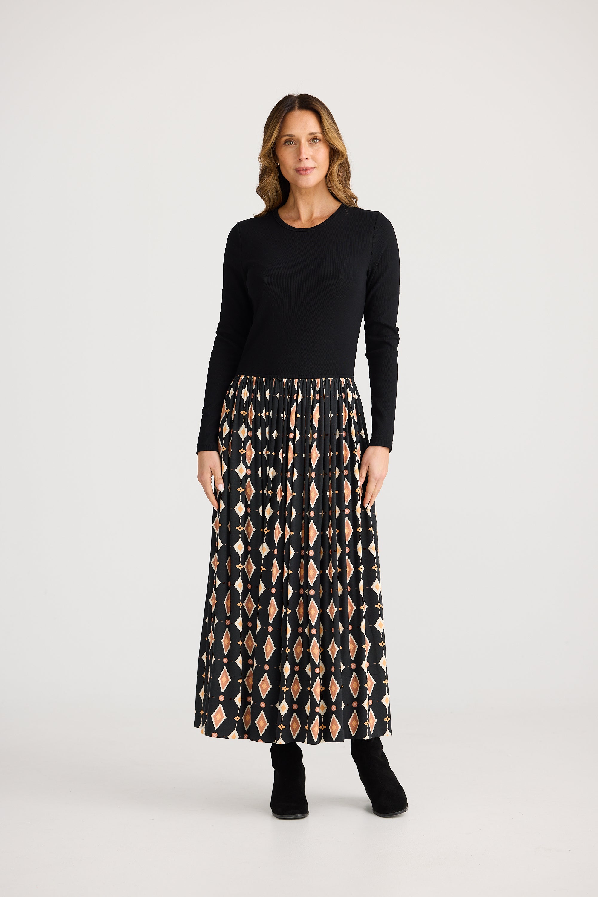 Daphne Long Sleeve Dress - Casablanca Tile-Dresses-Brave & True-The Bay Room