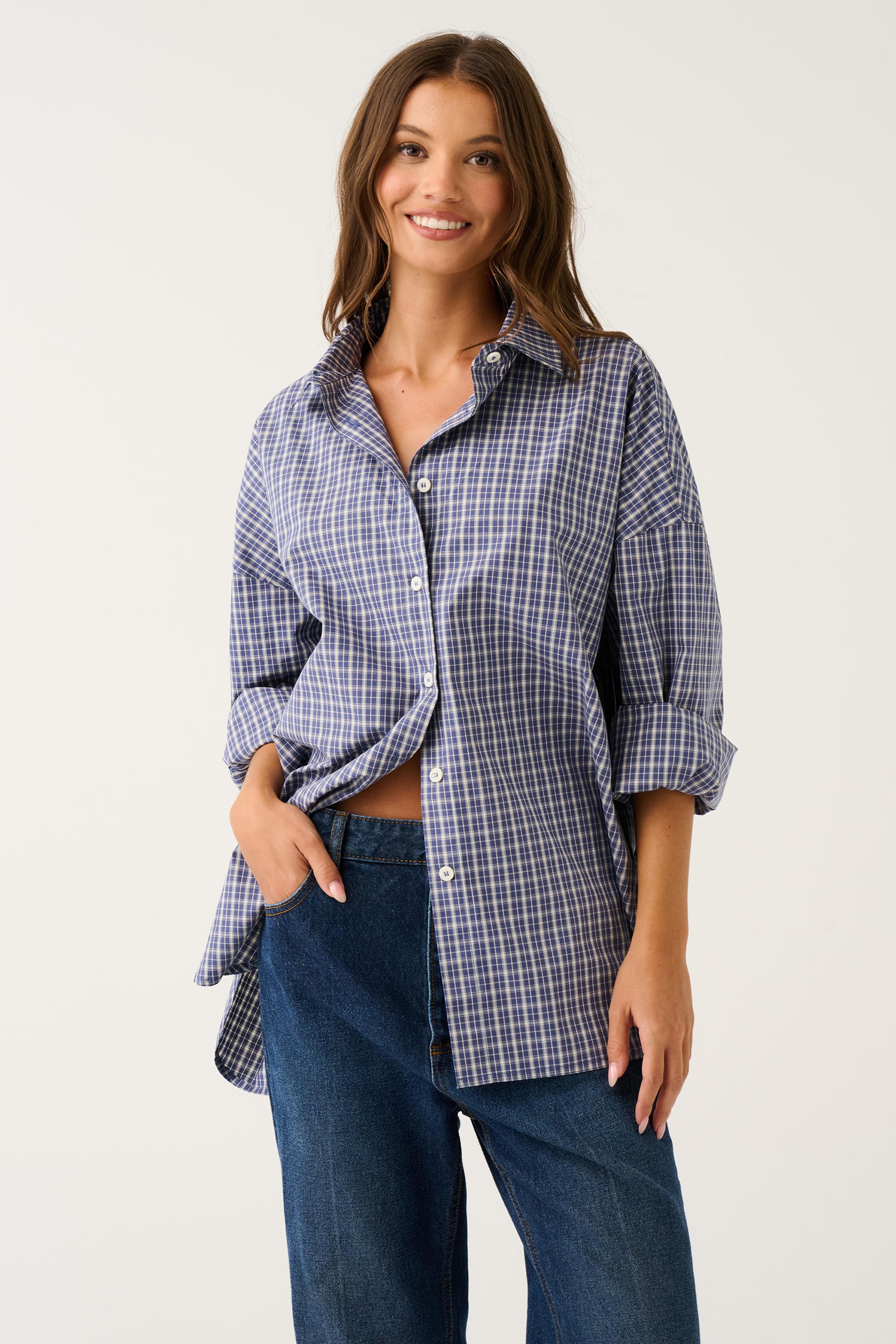 Darby Shirt - Ink Plaid-Tops-Cartel & Willow-The Bay Room