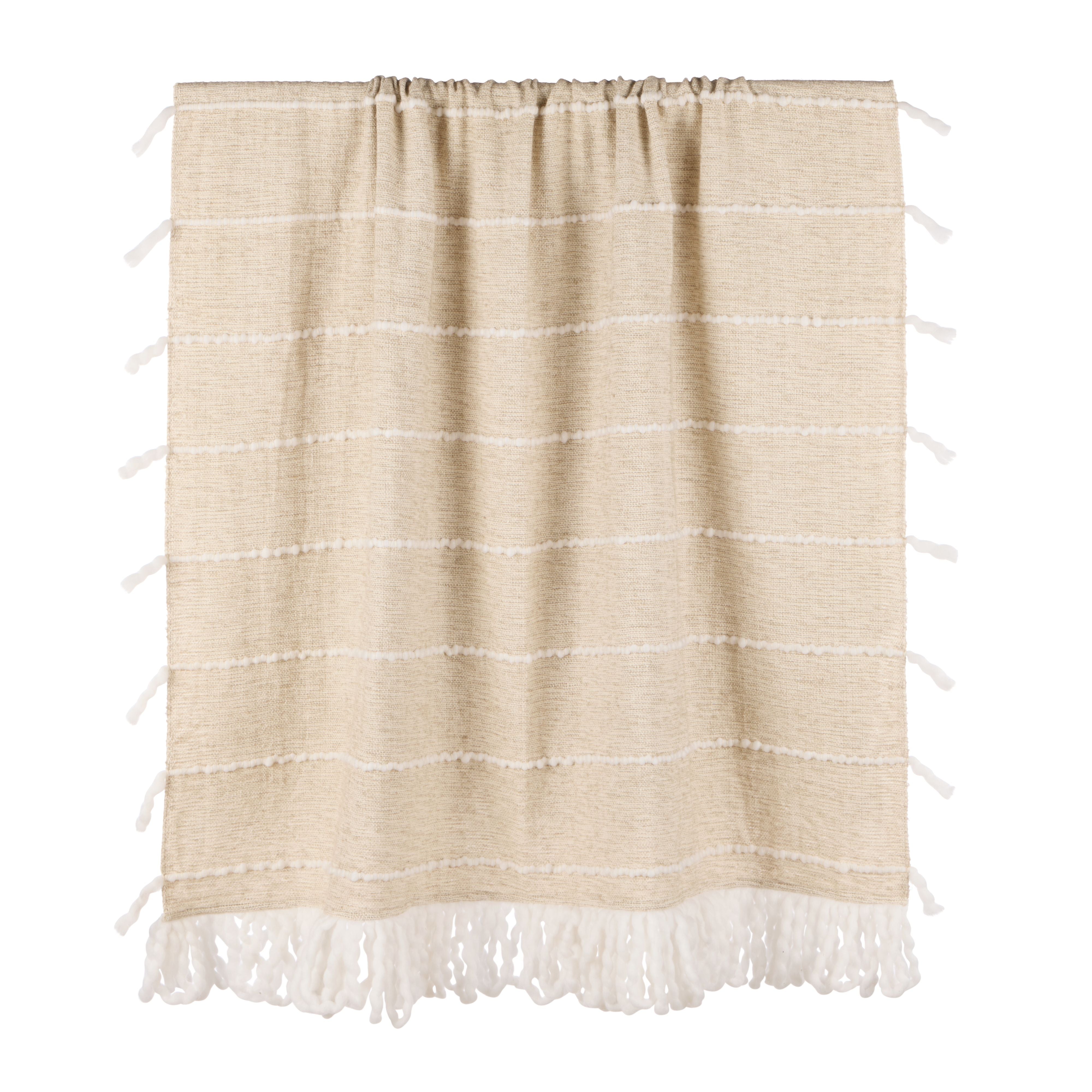 Darby Woven Textured Throw 130x180cm Natural/White-Soft Furnishings-Amalfi-The Bay Room