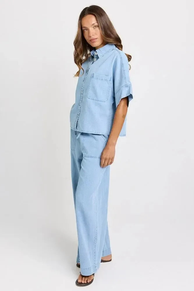 Dawn Denim Shirt - Medium Wash-Tops-Betty Basics-The Bay Room