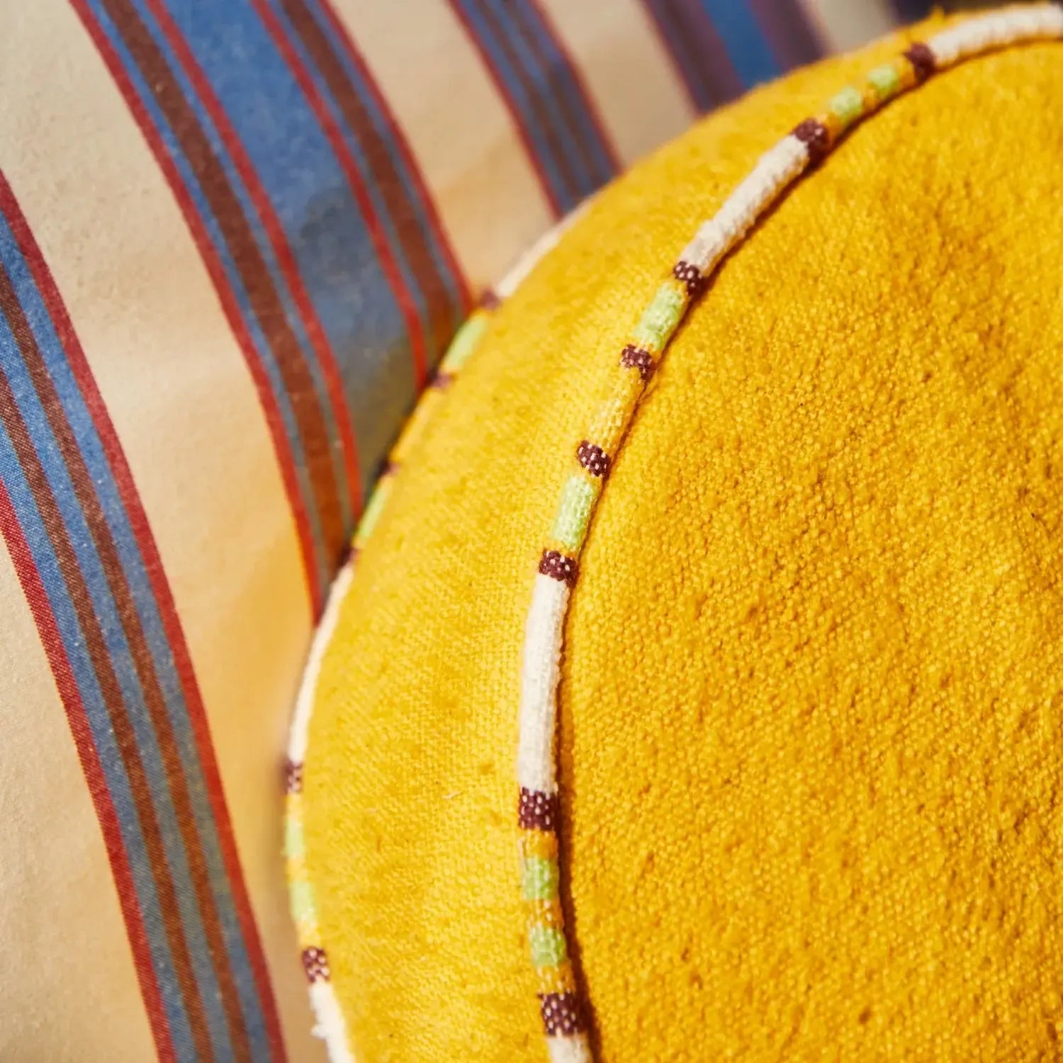 Delana Round Cushion - Dune-Soft Furnishings-Sage & Clare-The Bay Room