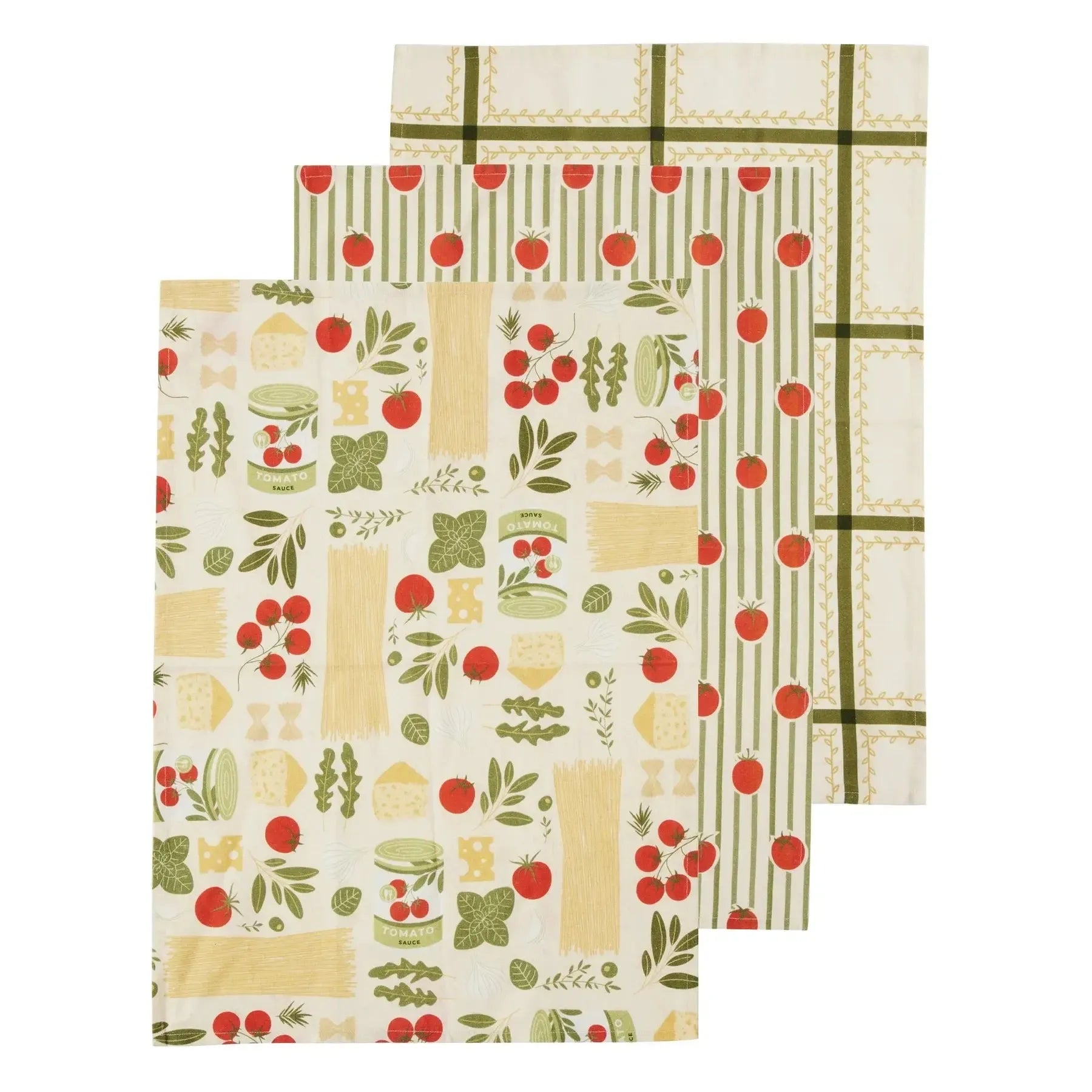 Deli Set/3 Cotton Tea Towels 50x70cm Red/Green-Kitchenware-Coast To Coast Home-The Bay Room