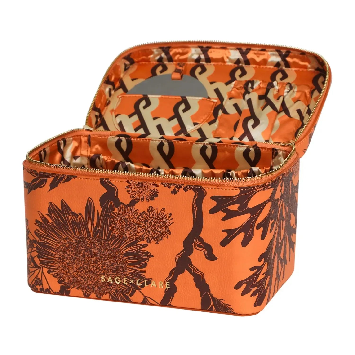 Delphine Large Vanity Case - Vivid Coral-Beauty & Well-Being-Sage & Clare-The Bay Room