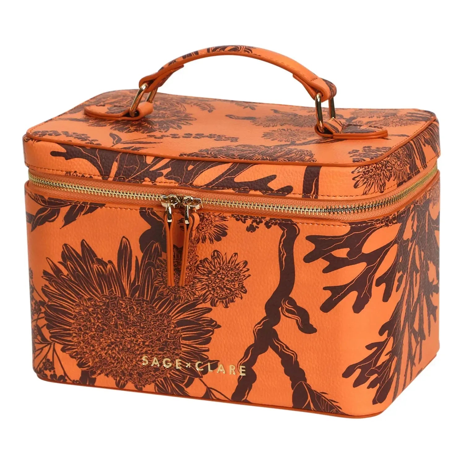 Delphine Large Vanity Case - Vivid Coral-Beauty & Well-Being-Sage & Clare-The Bay Room
