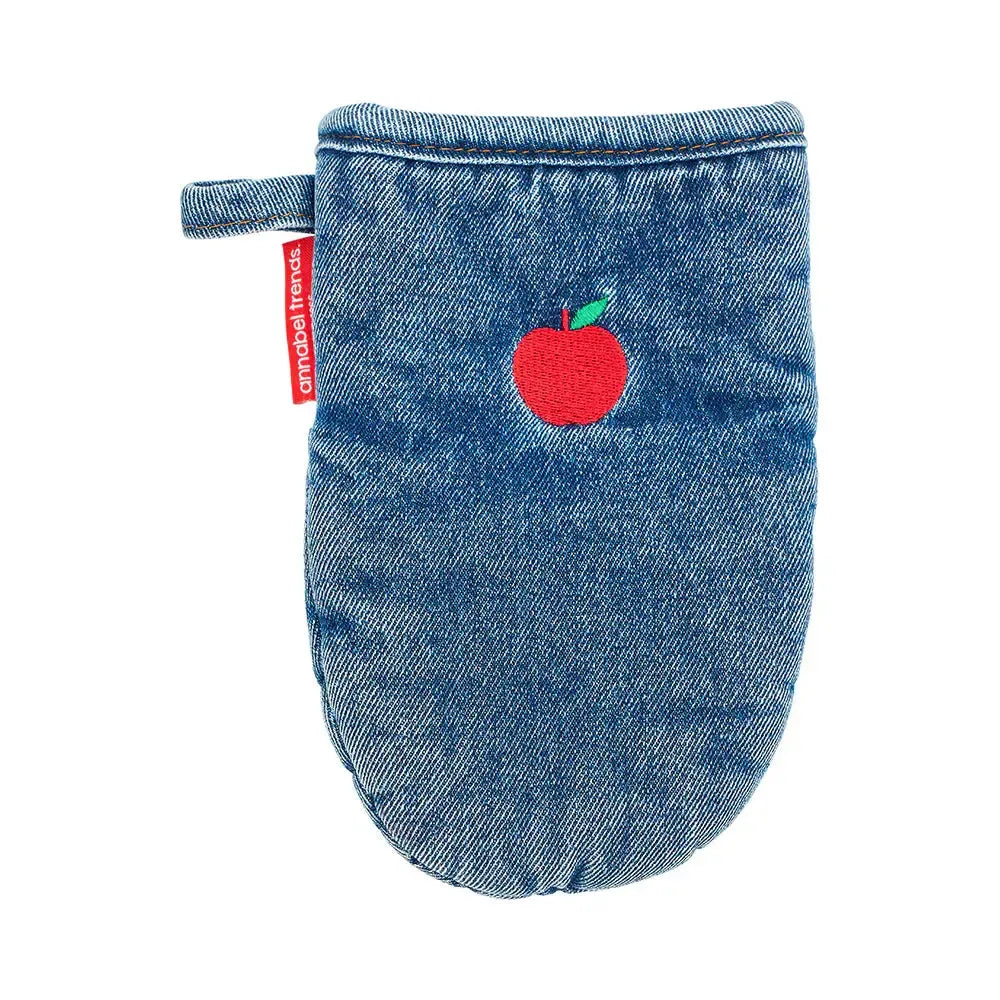 Denim Mini Oven Mitt - Apple Embroidery-Nursery & Nurture-Annabel Trends-The Bay Room