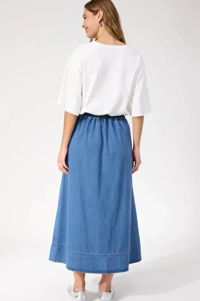 Denver Denim Skirt - Blue-Skirts-Haven-The Bay Room