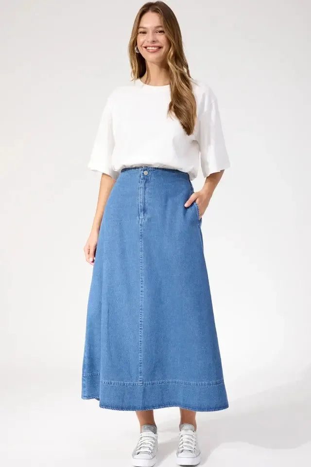 Denver Denim Skirt - Blue-Skirts-Haven-The Bay Room