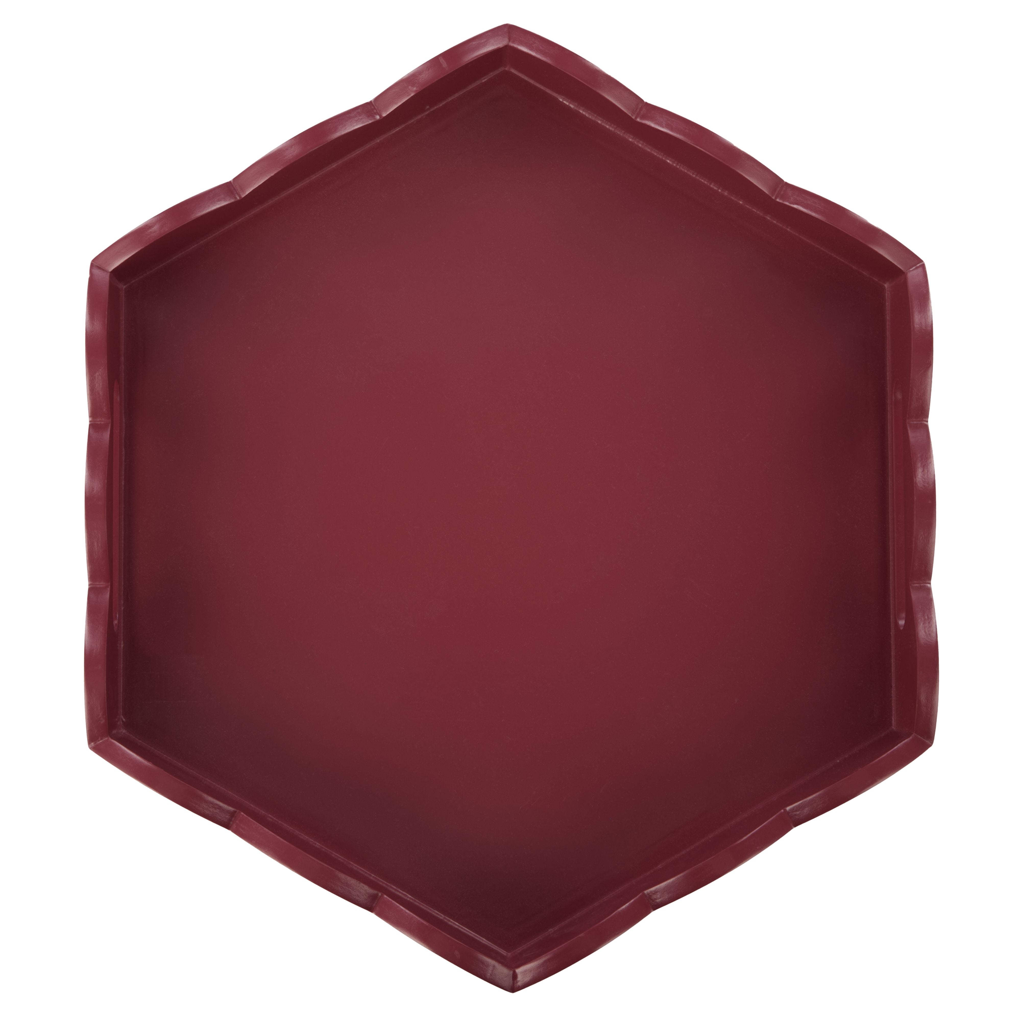Dolly Hexagon Tray 40x35x5cm Burgundy-Decor Items-Amalfi-The Bay Room