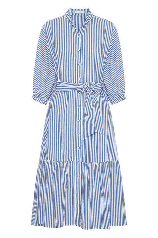 Dolman Midi Shirt Dress in Blue/White Stripe-Dresses-Bohemian Traders-The Bay Room
