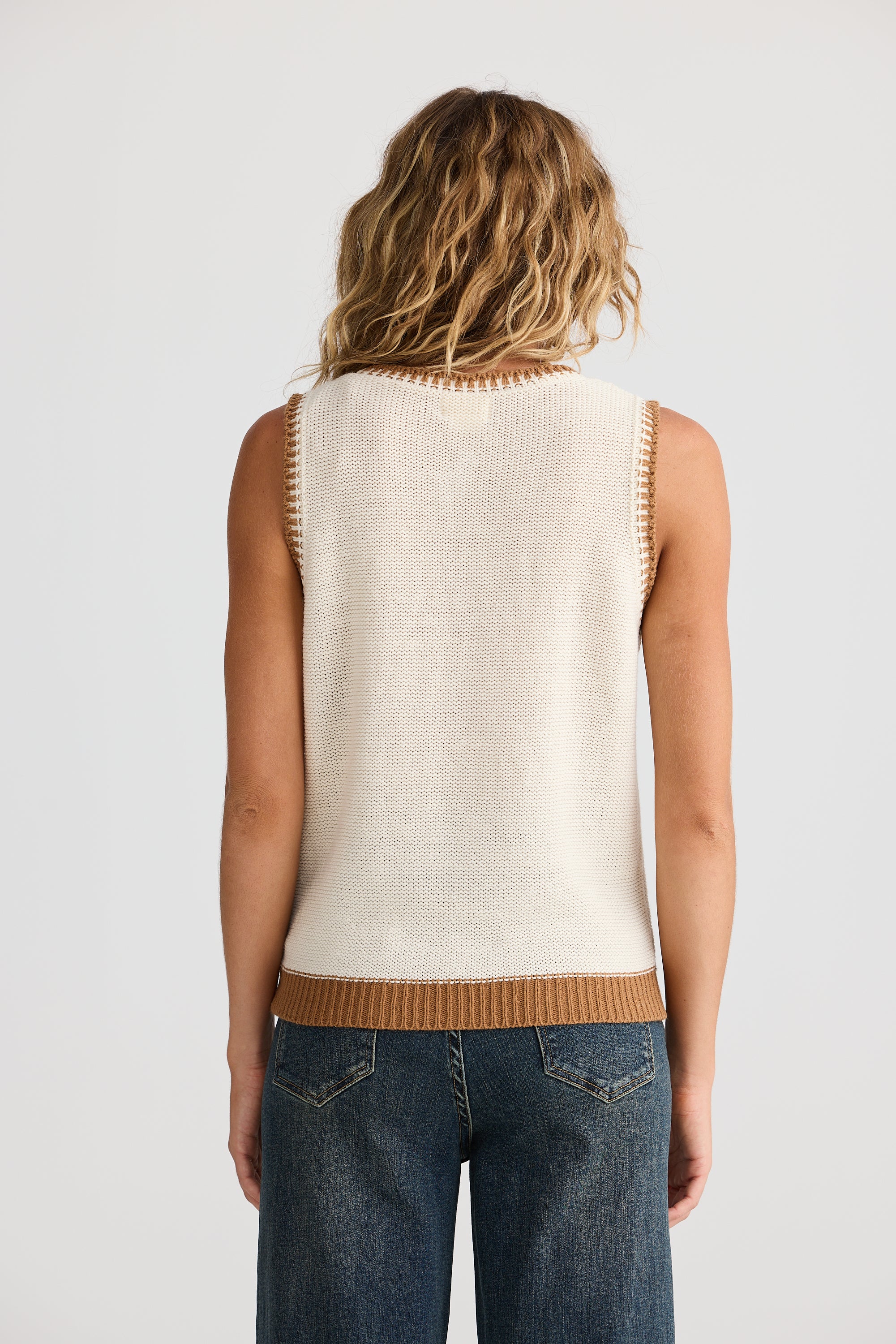 Dream Catcher Knit Tank - Natural/Tan-Tops-Talisman-The Bay Room