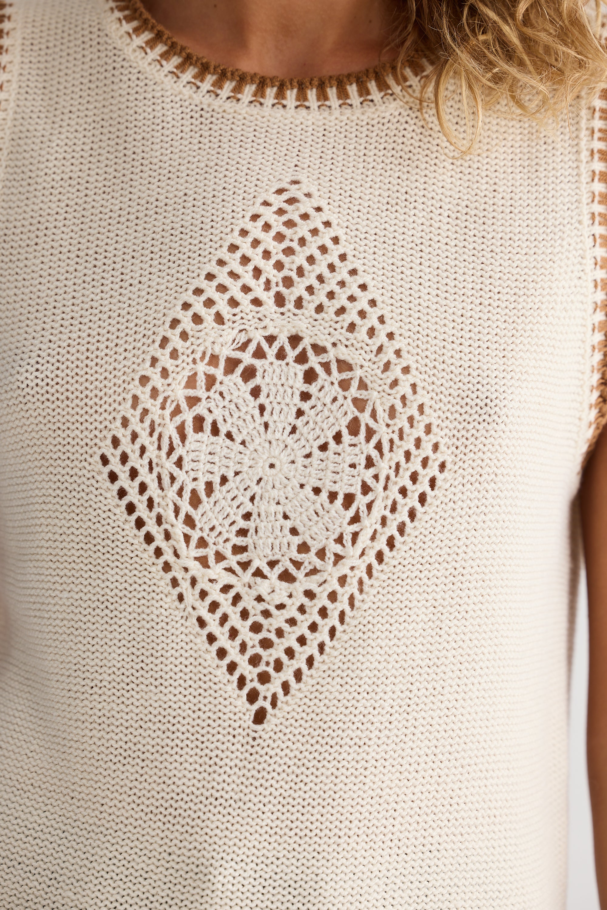 Dream Catcher Knit Tank - Natural/Tan-Tops-Talisman-The Bay Room