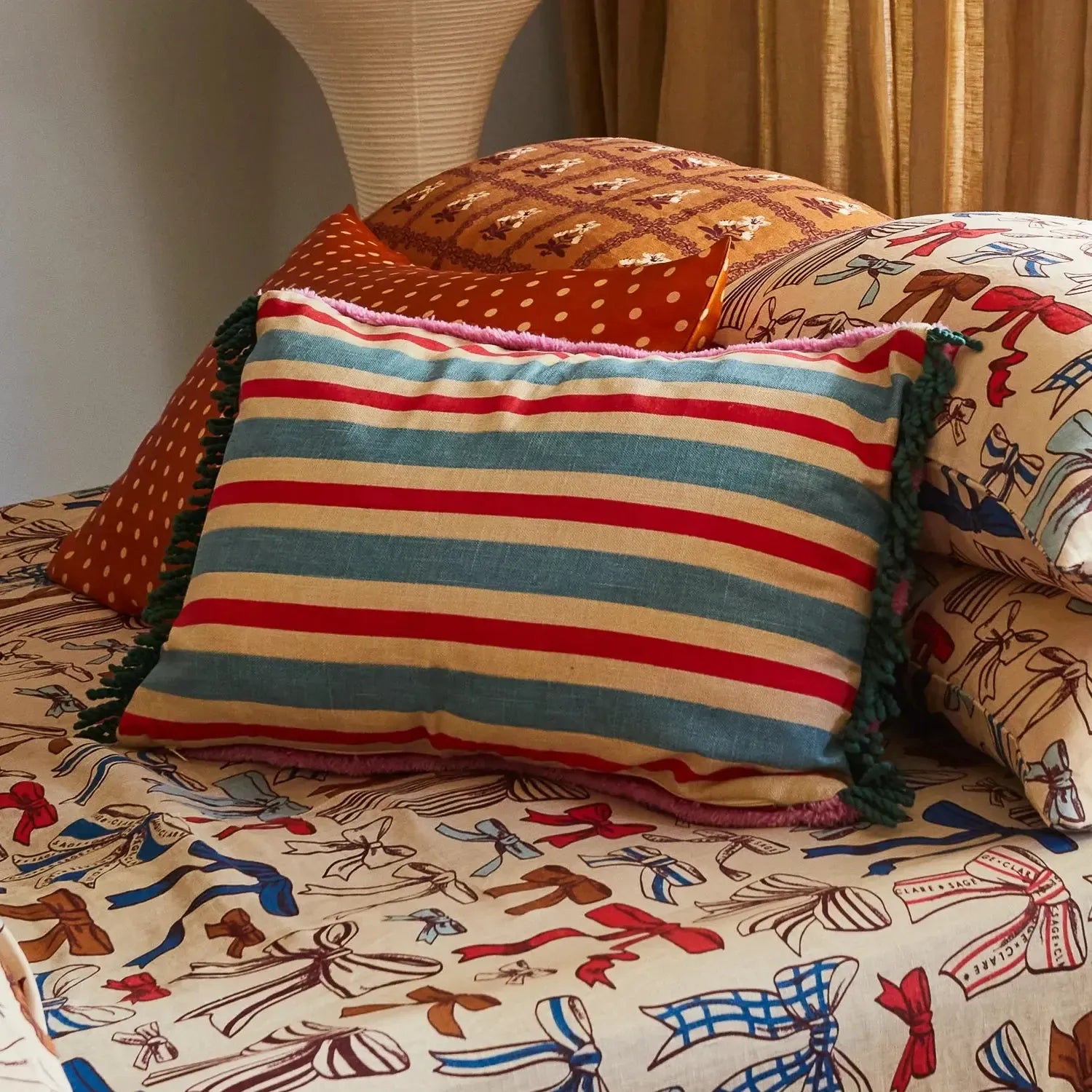 Dumas Tufted Cushion - Scarlet-Soft Furnishings-Sage & Clare-The Bay Room