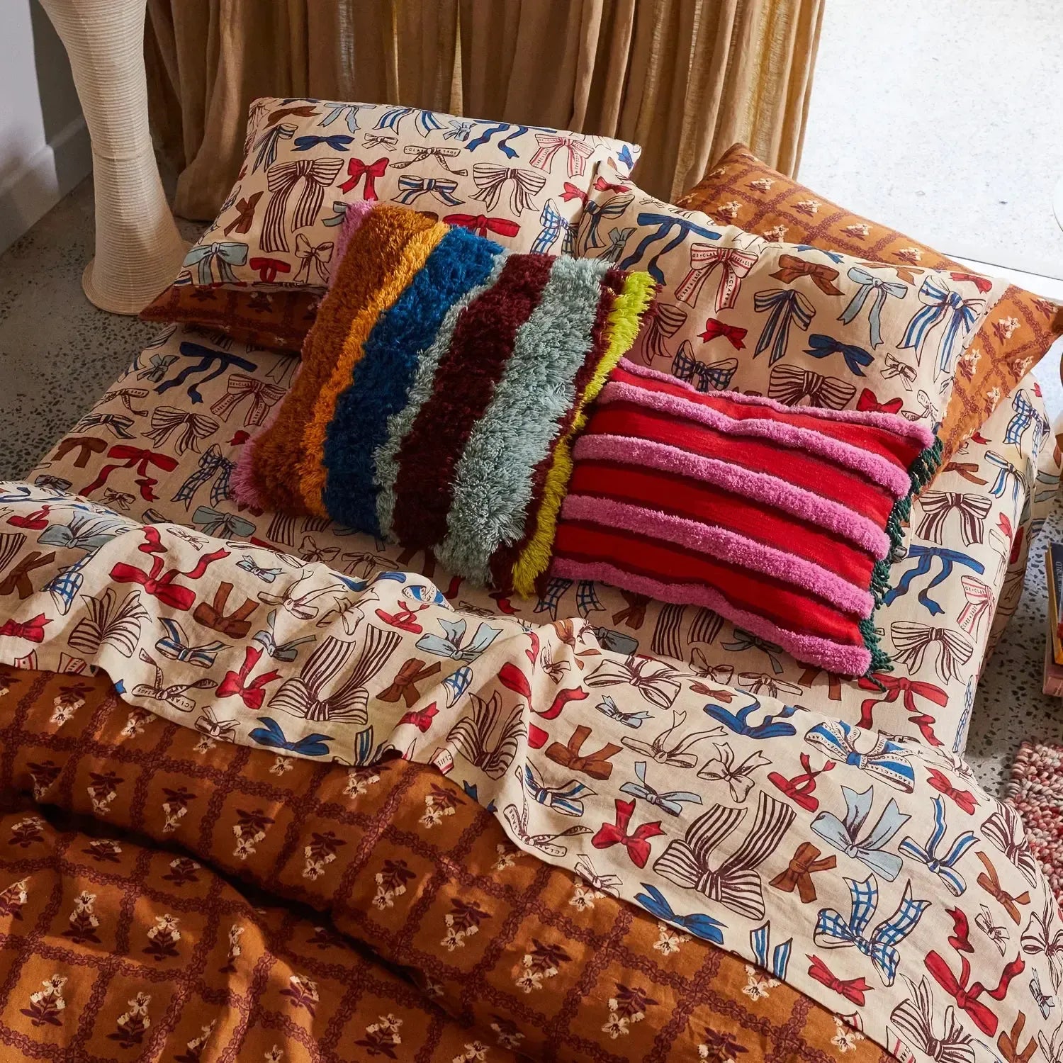 Dumas Tufted Cushion - Scarlet-Soft Furnishings-Sage & Clare-The Bay Room