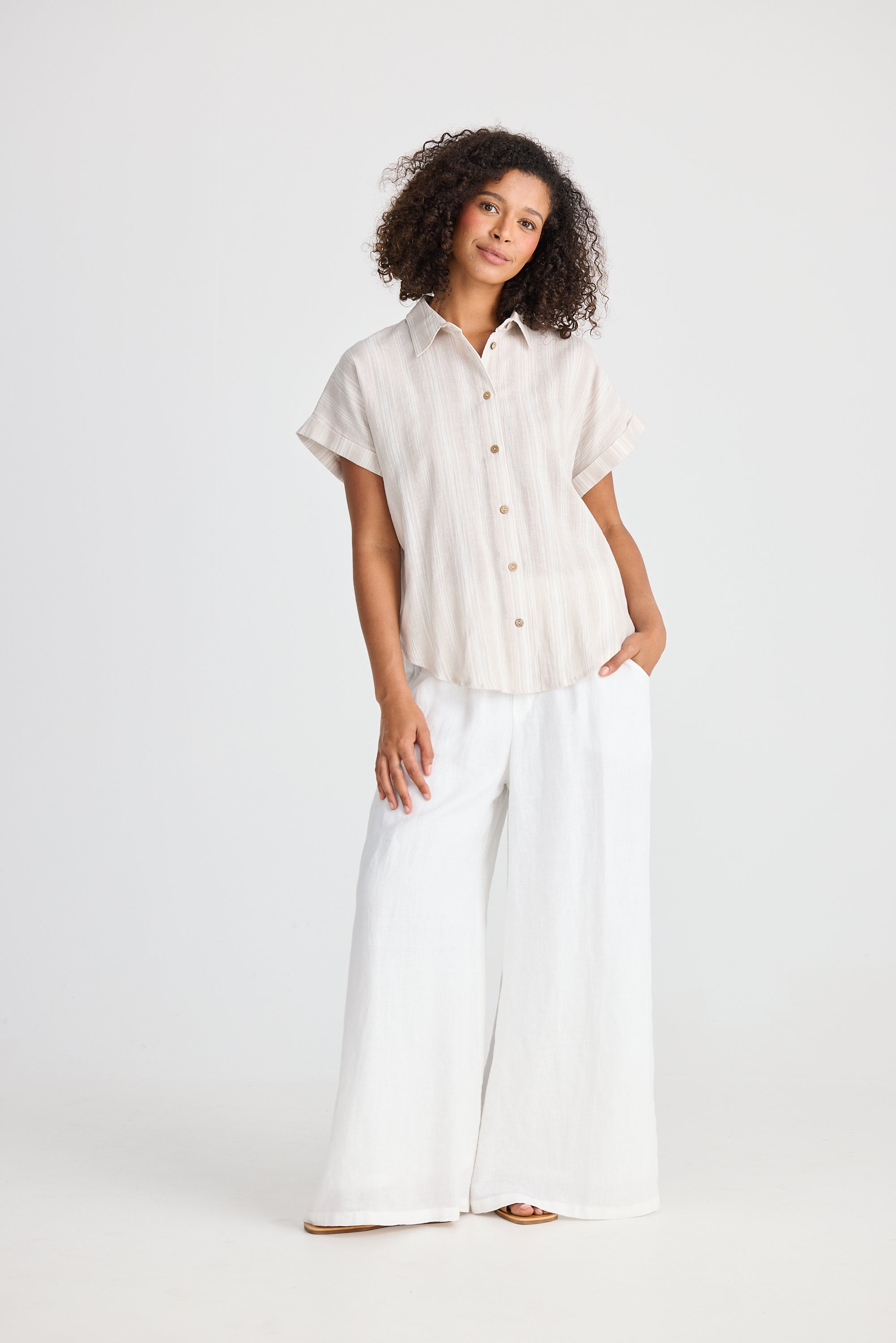 Dune Shirt - Tuscan Stripe-Tops-The Shanty Corporation-The Bay Room