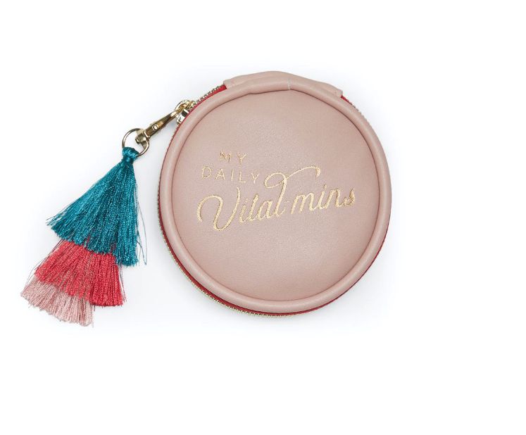 Dusty Pink Daily Vital-Mins - Vegan Leather Pill Box With Tassel-Beauty & Well-Being-Designworks-The Bay Room