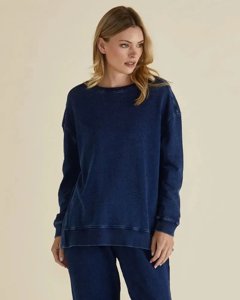 Easy Crew Sweat - Indigo Wash-Knitwear & Jumpers-Betty Basics-The Bay Room