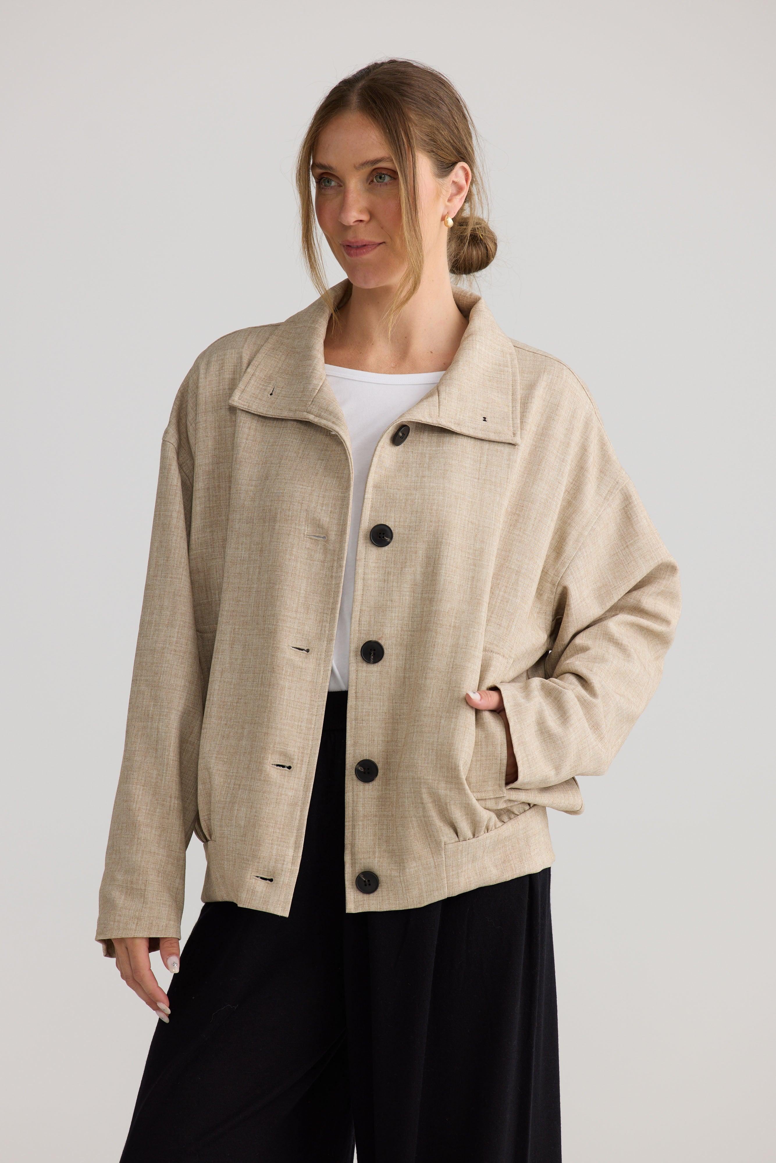 Edie Jacket - Stone-Jackets, Coats & Vests-Home Love-The Bay Room
