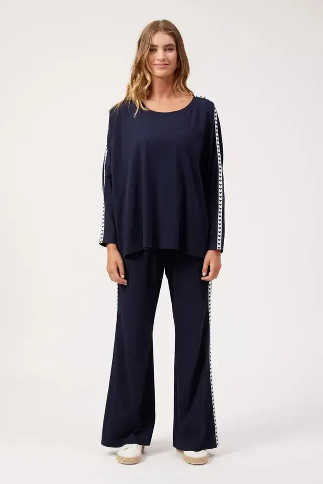Elba Heart Long Sleeve Tshirt - Navy-Tops-Haven-The Bay Room
