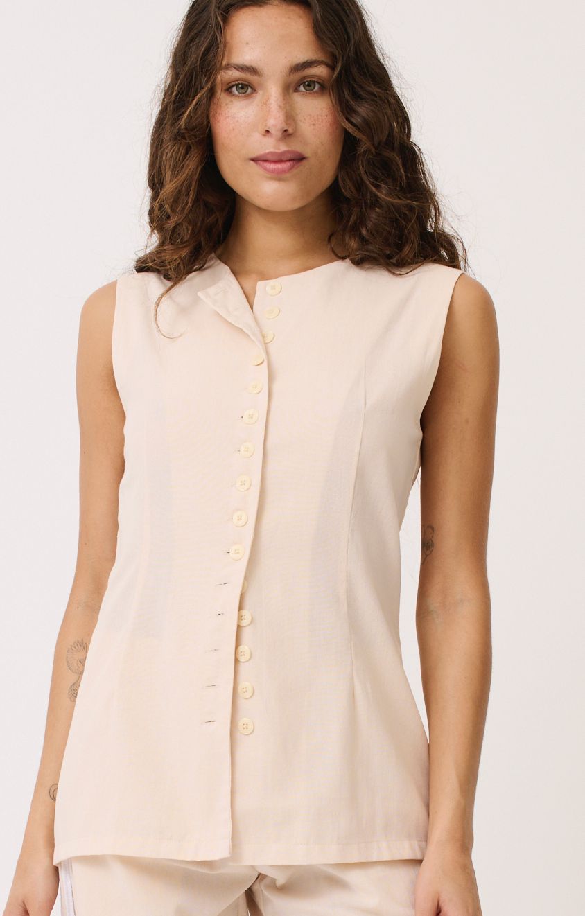 Eliott Vest - Cream-Jackets, Coats & Vests-Cartel & Willow-The Bay Room