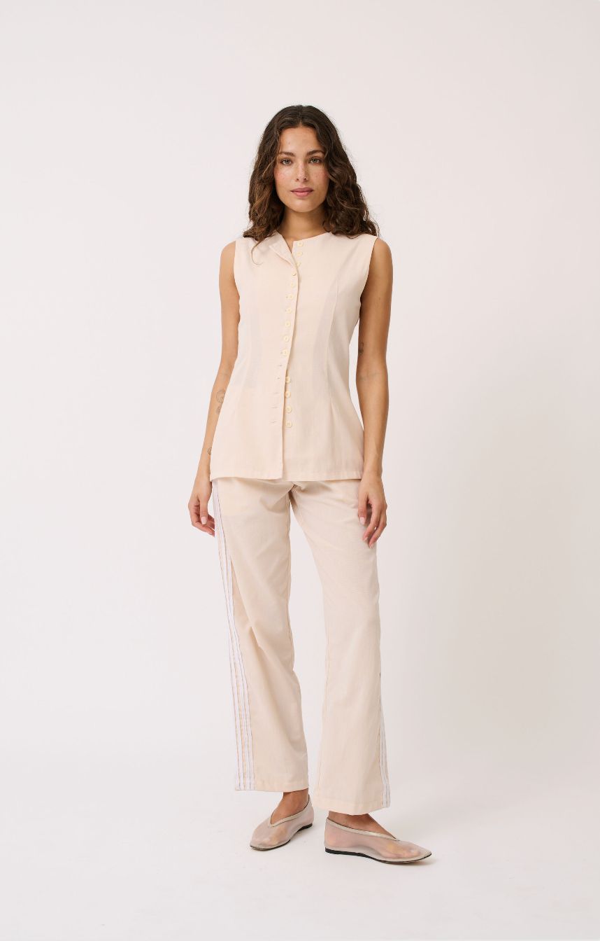 Eliott Vest - Cream-Jackets, Coats & Vests-Cartel & Willow-The Bay Room