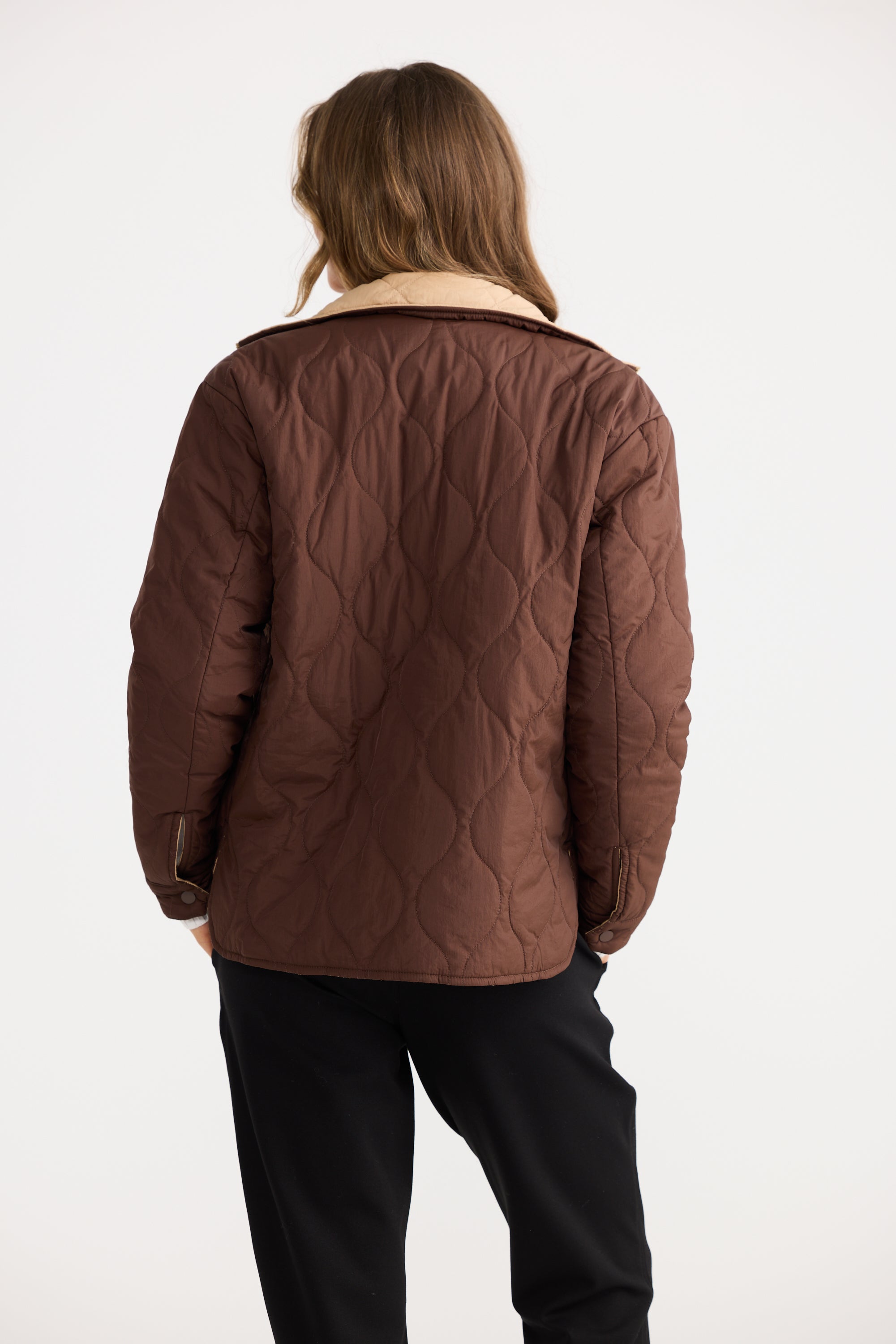 Ellis Puffer - Chocolate with Taupe-Jackets, Coats & Vests-Home Love-The Bay Room