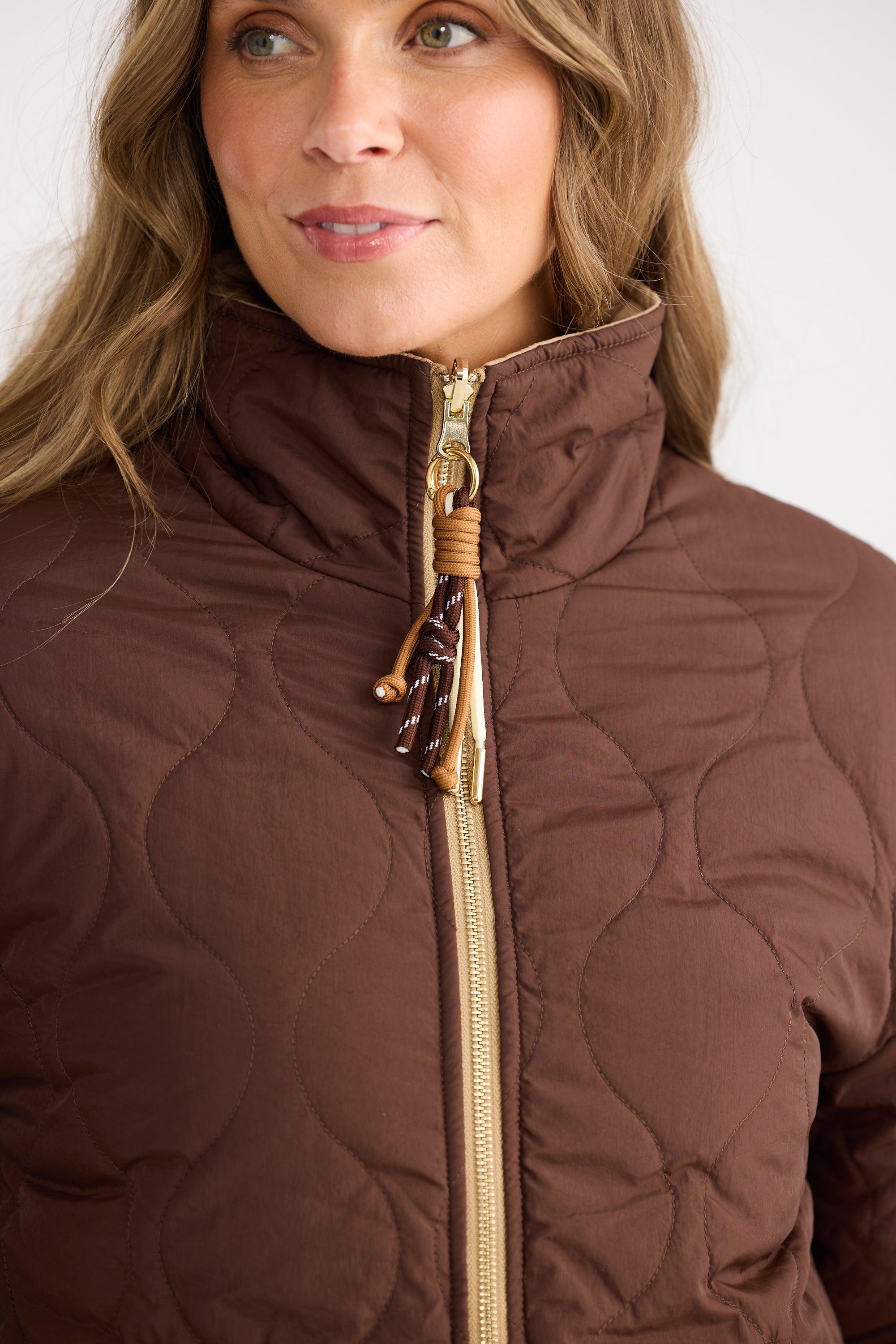 Ellis Puffer - Chocolate with Taupe-Jackets, Coats & Vests-Home Love-The Bay Room