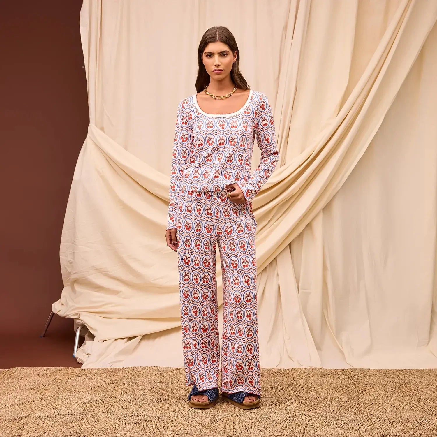 Emese Pointelle Pyjama Set-Sleepwear & Robes-Sage & Clare-The Bay Room