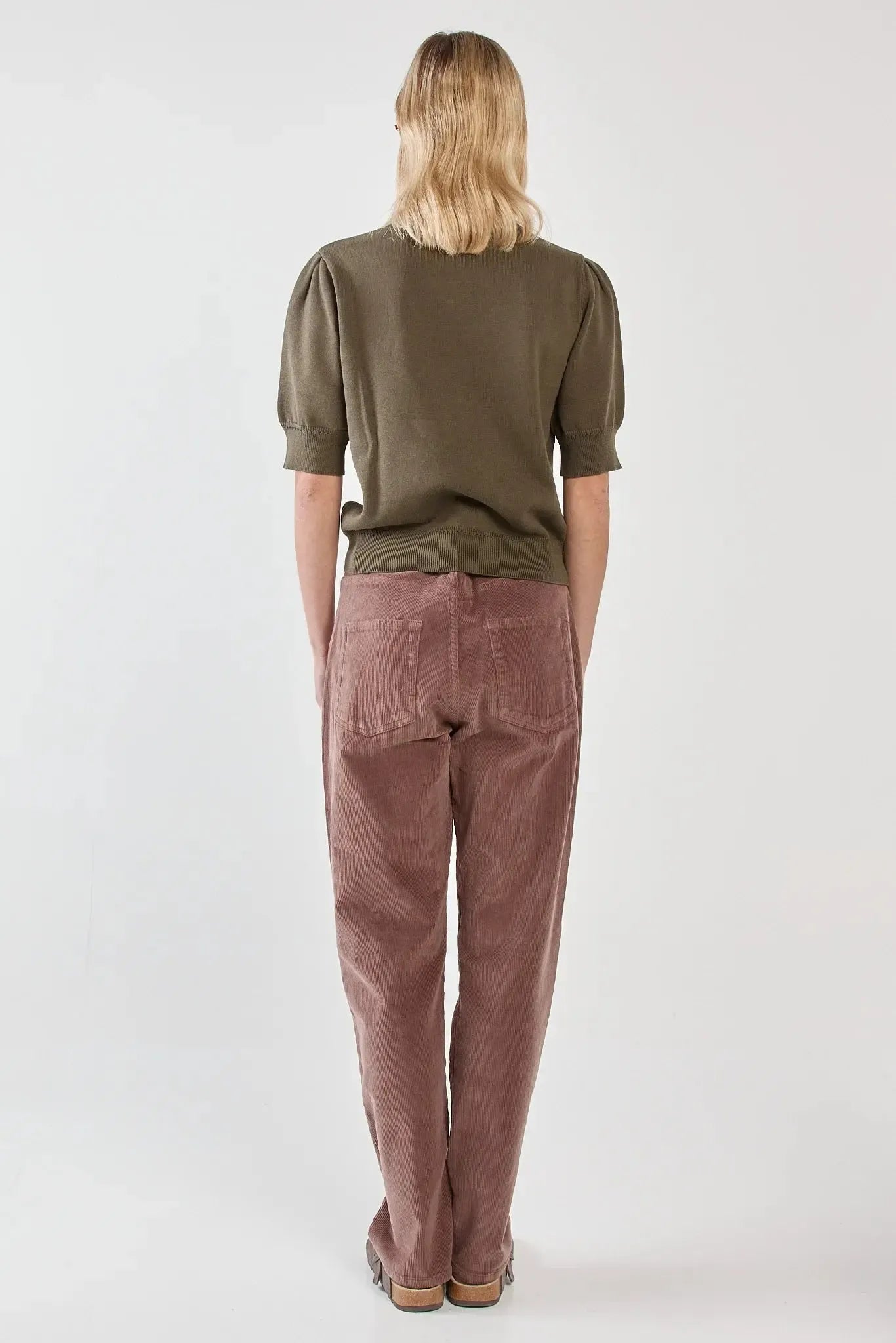 Esti Pointelle Knit Tee - Khaki-Tops-SASS-The Bay Room